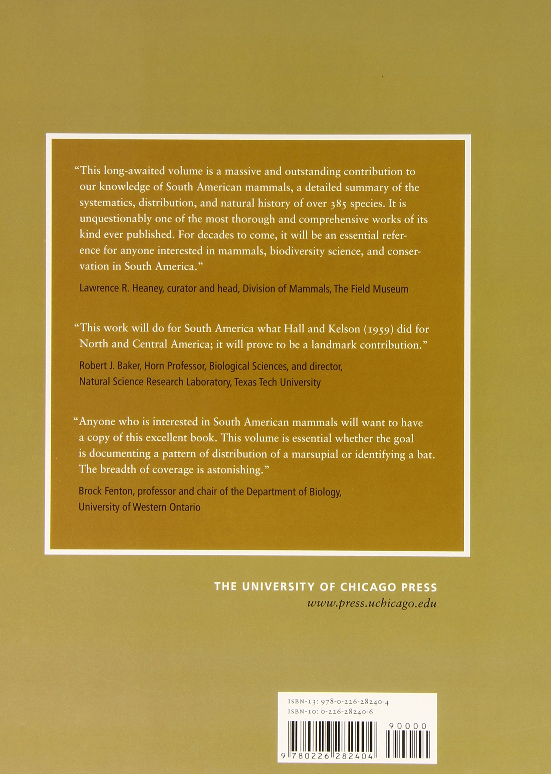 Mammals of South America Vol.1: Marsupials, Xenarthrans, Shrews & Bats - Wildlife Biology Reference Book for Students & Researchers | Perfect for Zoology Studies, Field Research & Animal Encyclopedia Collections