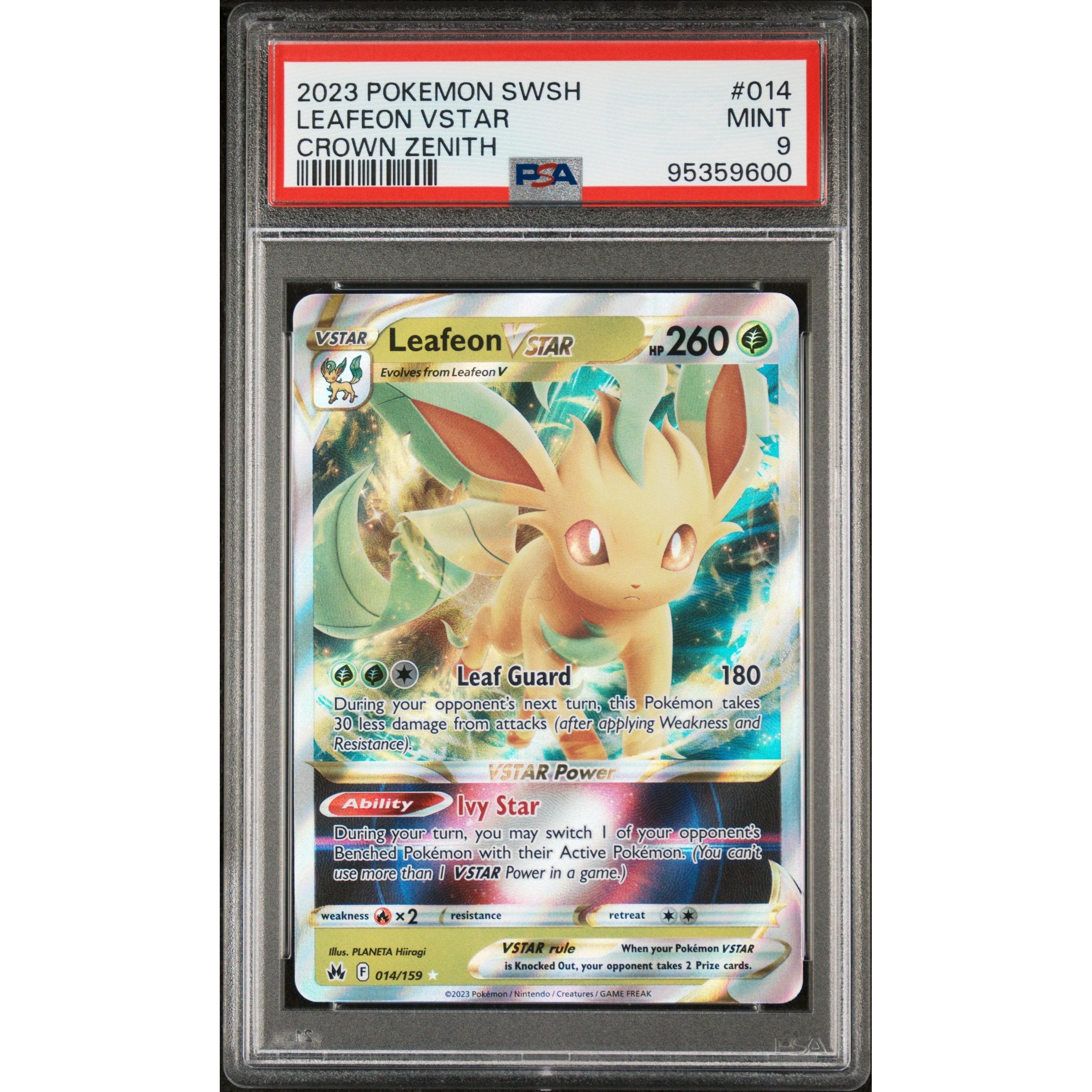 2023 Pokemon Crown Zenith Leafeon VSTAR 014/159 PSA 9 Graded Card - Rare Collectible for Trading Card Game (TCG) Enthusiasts & Pokemon Fans - Perfect for Display, Investment, and Competitive Play