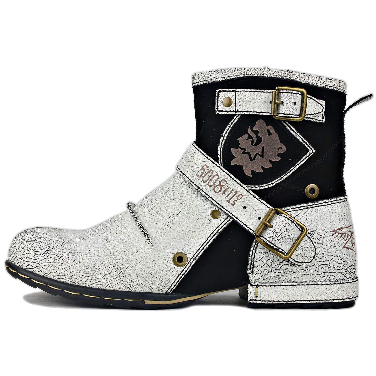 Stylish Men's Chukka Cowboy Boots - Leather Motorcycle & Hiking Ankle Boots with Side Zipper - Fashion Casual Footwear (White) - Perfect for Riding, Outdoor Adventures & Everyday Wear
