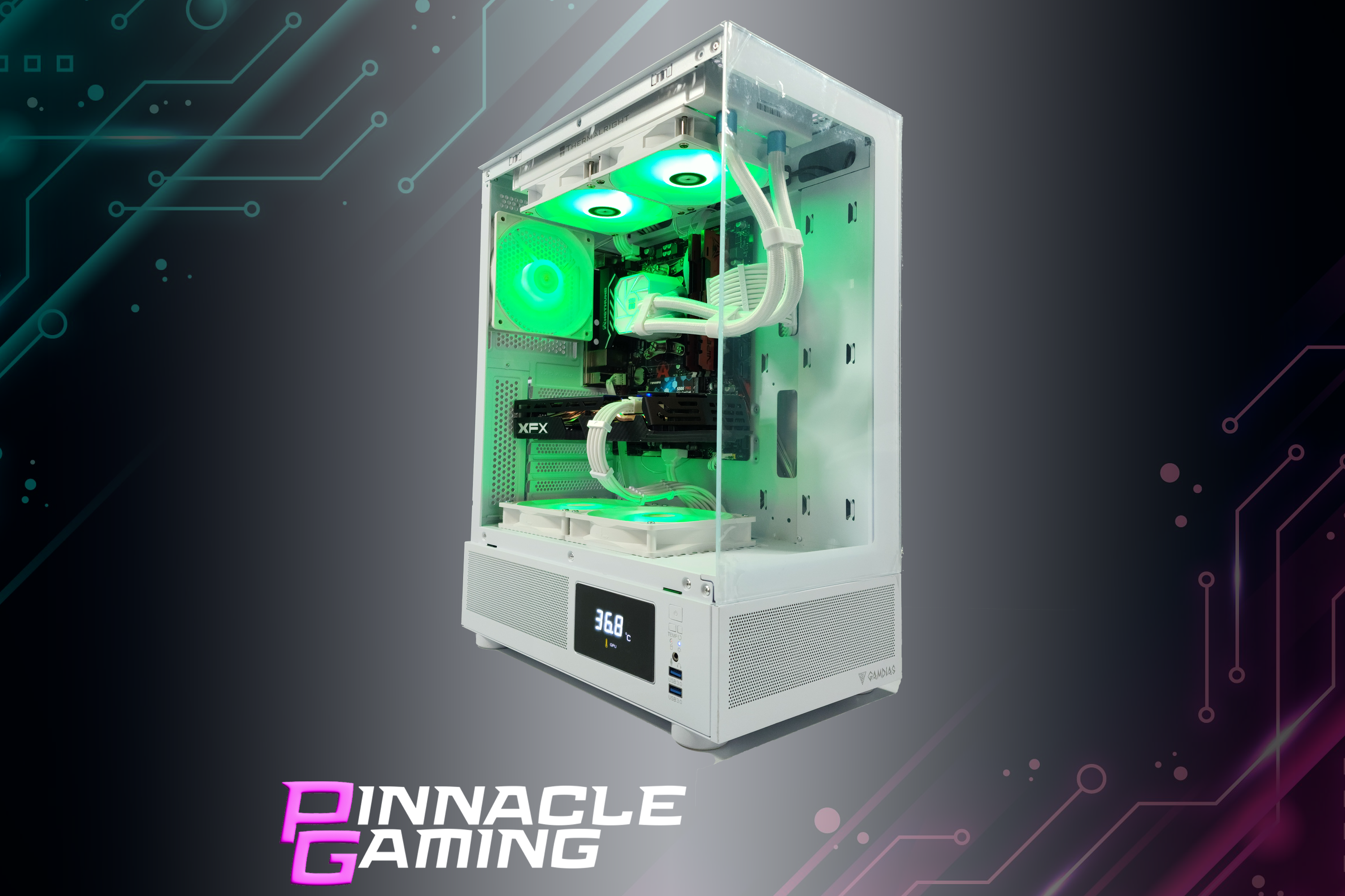 Custom Gaming PC with Water Cooling - AMD Ryzen 5, RX 580 8GB GPU, 1TB SSD, 16GB DDR4 RAM, White Case - Perfect for Esports, Streaming & High-Performance Gaming