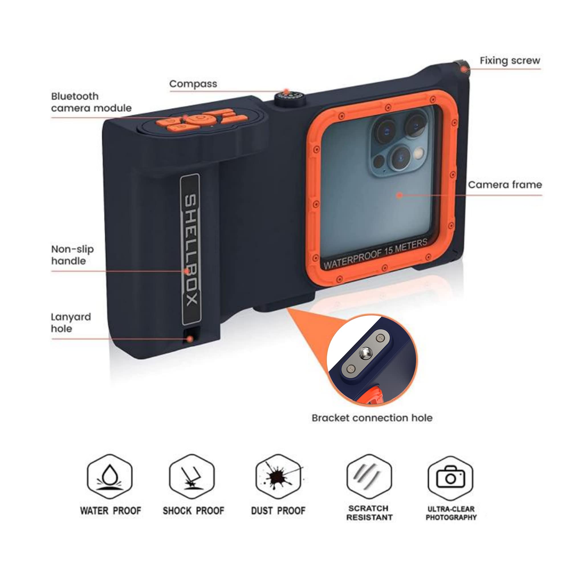 MRUOZRUI 3rd Gen Bluetooth Waterproof Phone Case - 15m/50ft Diving Protection for iPhone & Samsung - Underwater Photography & Video Case for Snorkeling, Scuba Diving, Swimming & Beach Activities