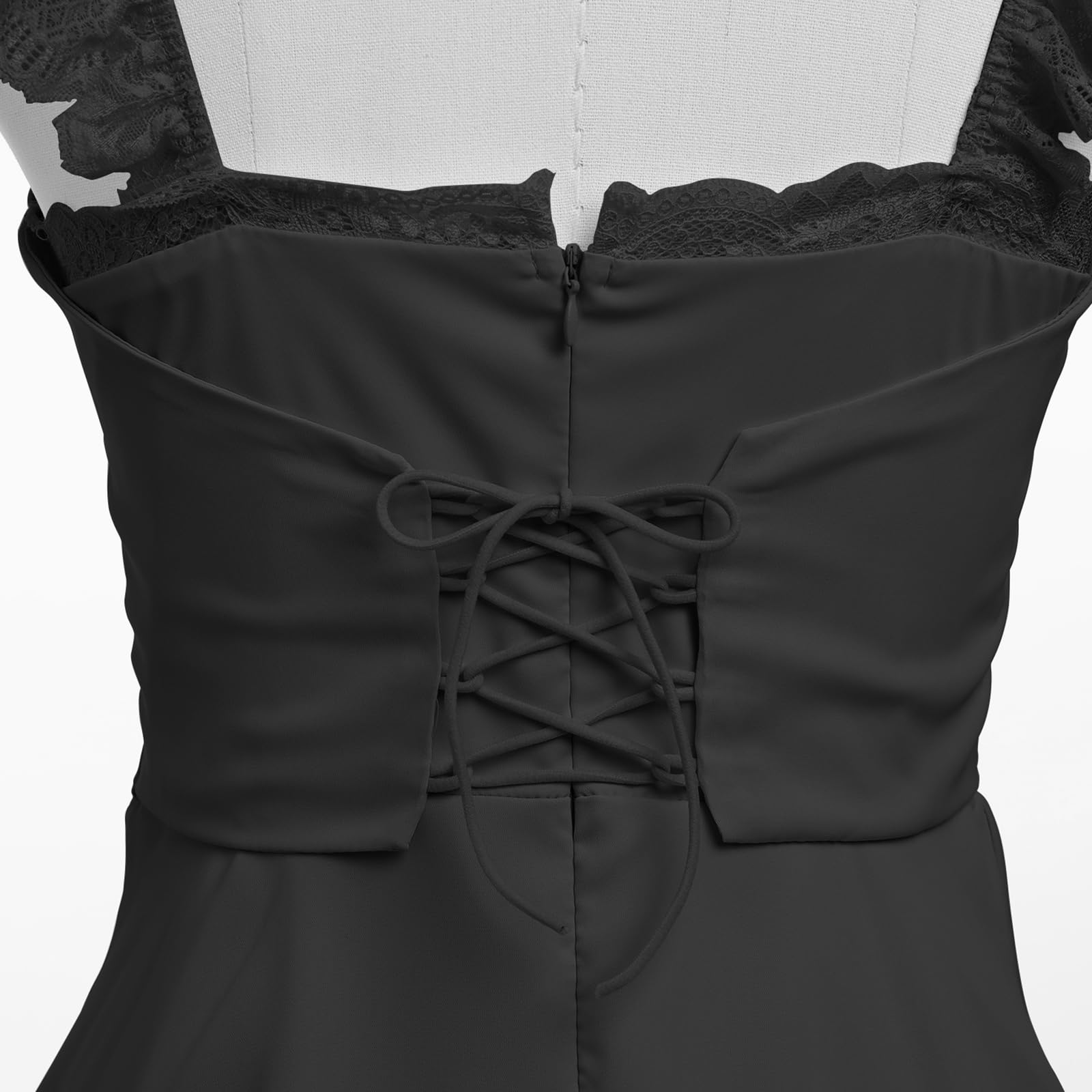 ABAFIP Women's Lace Ruffle Corset Dress - Square Neck Ruched Bodycon Mini Dress for Party, Club, Date Night & Special Occasions