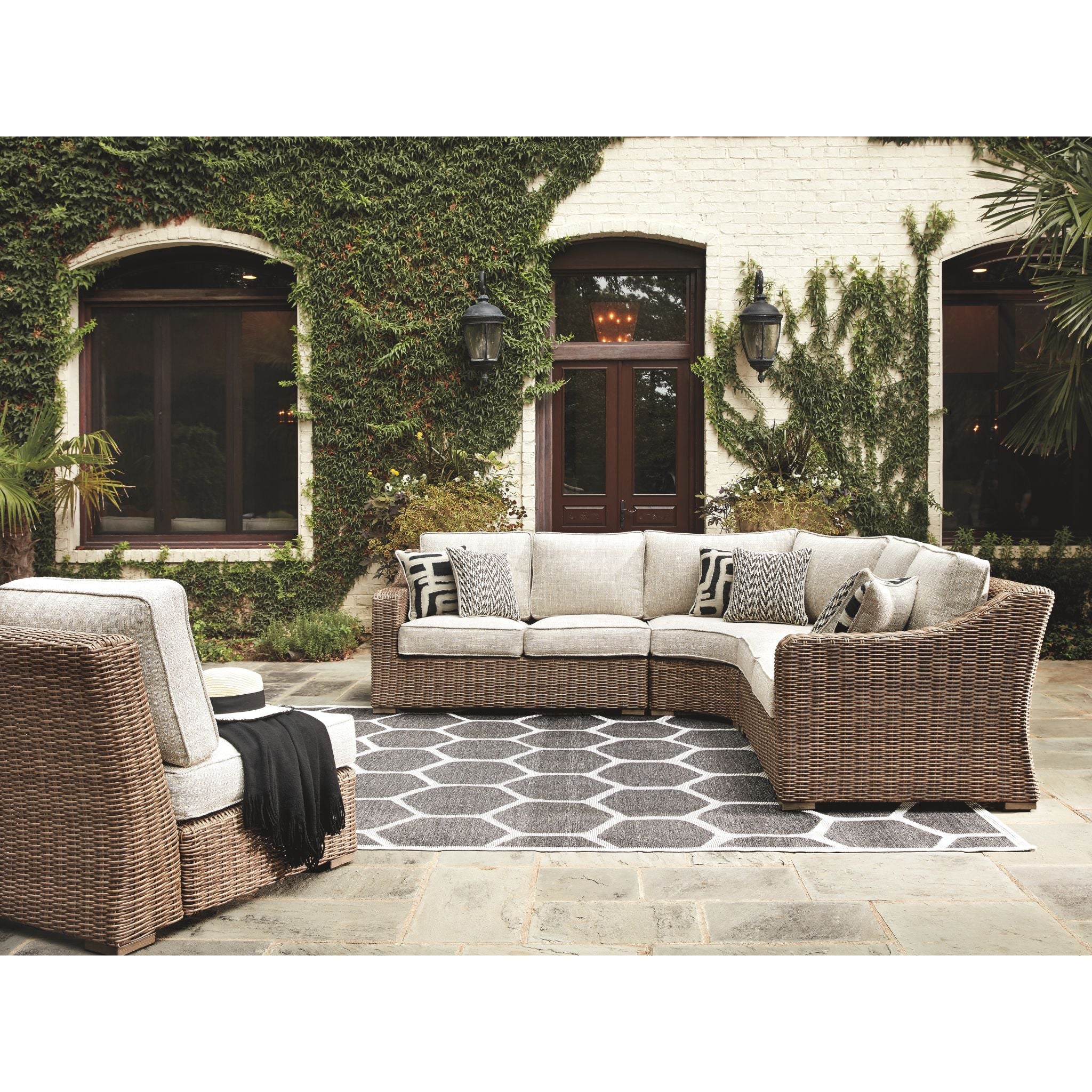 Beachcroft 5-Piece Outdoor Modular Sectional Sofa Set - Waterproof Patio Furniture for Backyard, Poolside & Garden Lounge (Gray) | Perfect for Entertaining & Relaxing Outdoors