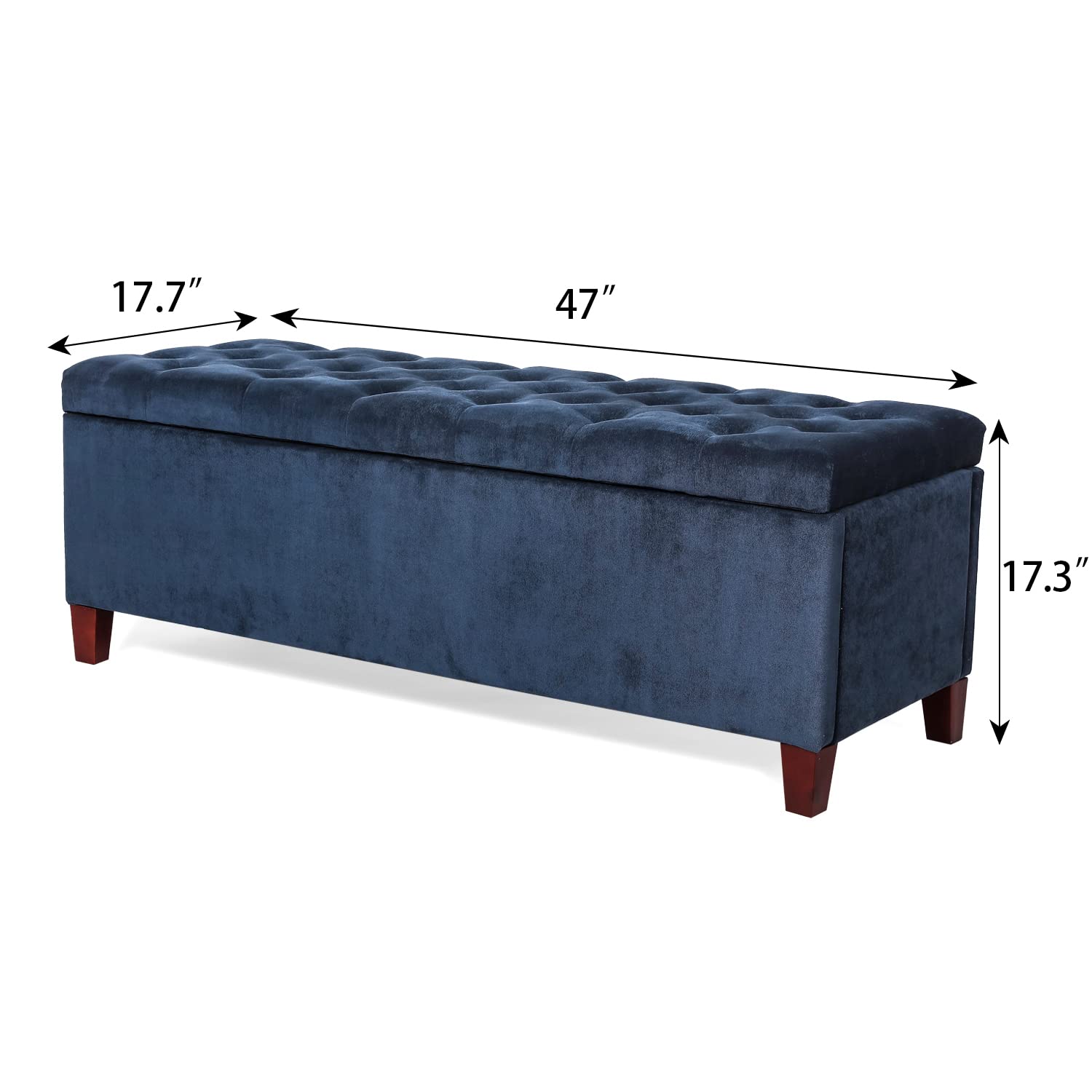 DIY Storage Ottoman Bench - Button Tufted Footrest, Toy Chest & Coffee Table for Living Room, Bedroom & Entryway | Navy Blue | Multi-Functional Furniture for Home Organization & Extra Seating