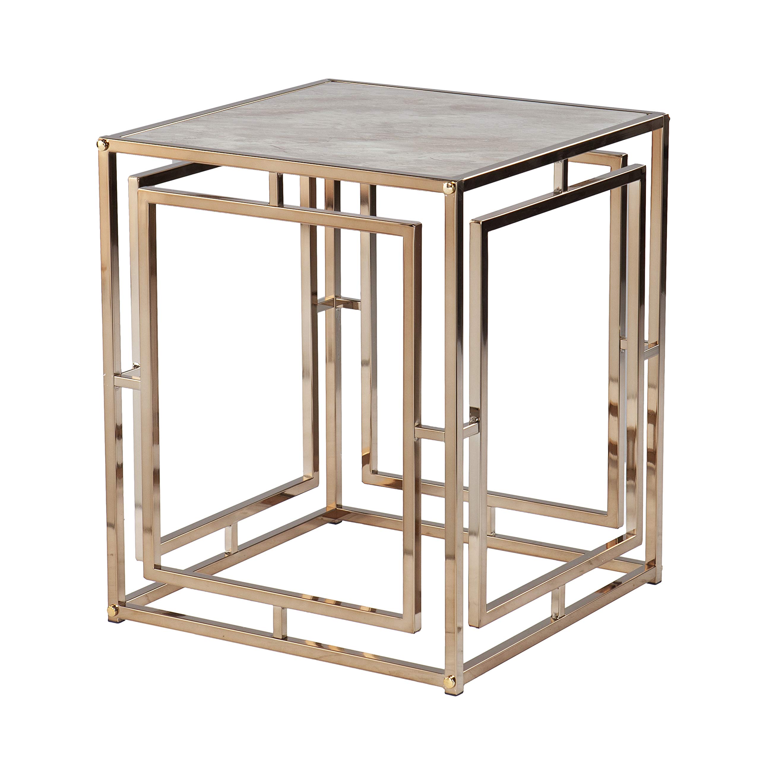 SEI Furniture Simondley End Table - Champagne Gold Accent Table for Living Room, Bedroom, or Office - Stylish Side Table with Modern Design
