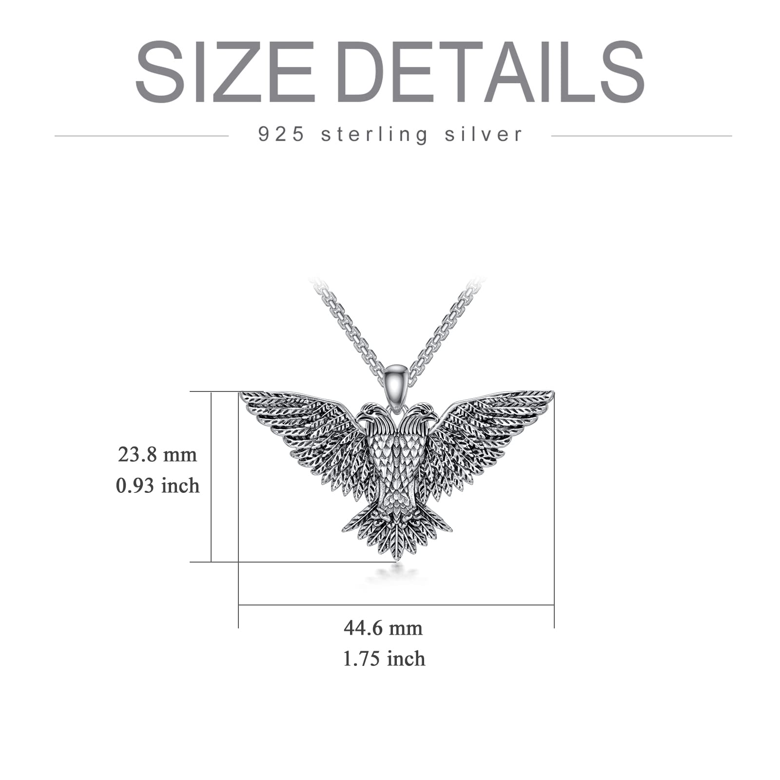 Eagle Owl Necklace for Men - S925 Sterling Silver Retro 3D Animal Pendant Jewelry, Unique Birthday & Father's Day Gift for Him, Women & Sons | Perfect for Outdoor Enthusiasts & Nature Lovers