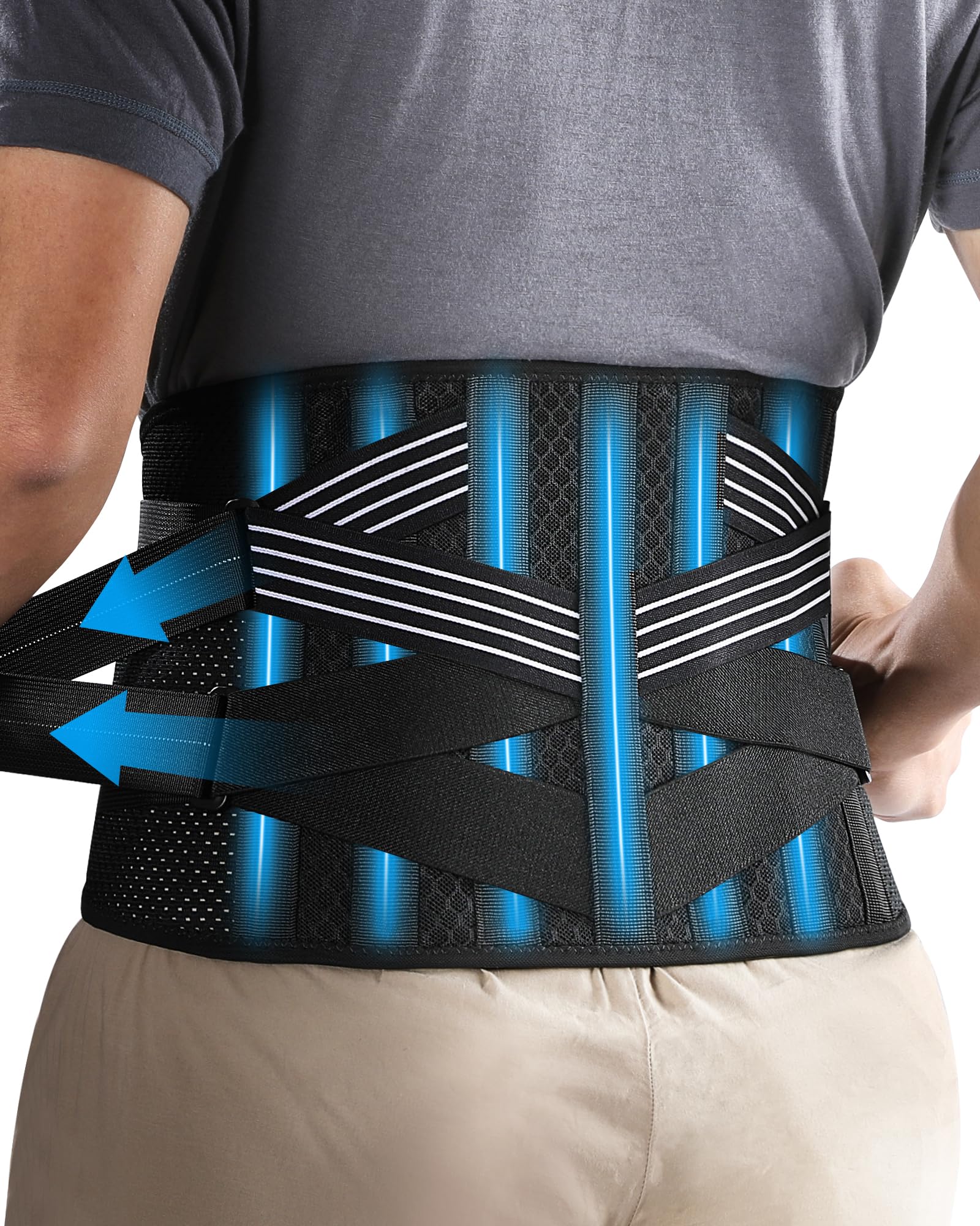 Adjustable Back Brace for Lower Back Pain Relief - Support Belt for Men & Women with Sciatica, Herniated Disc, Scoliosis - Ideal for Sitting, Standing, Heavy Lifting & Daily Activities