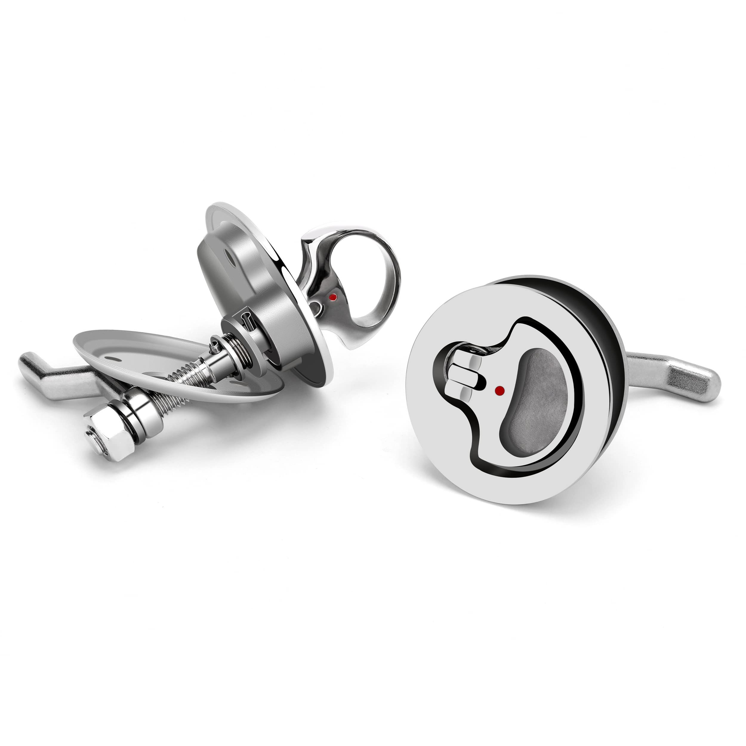 316 Stainless Steel Boat Cam Latch - Marine Hatch Latch with Adjustable Locking Arm & Back Plate - Flush Pull Hatch Lift for Sailboats, Yachts & Fishing Boats - Pack of 2