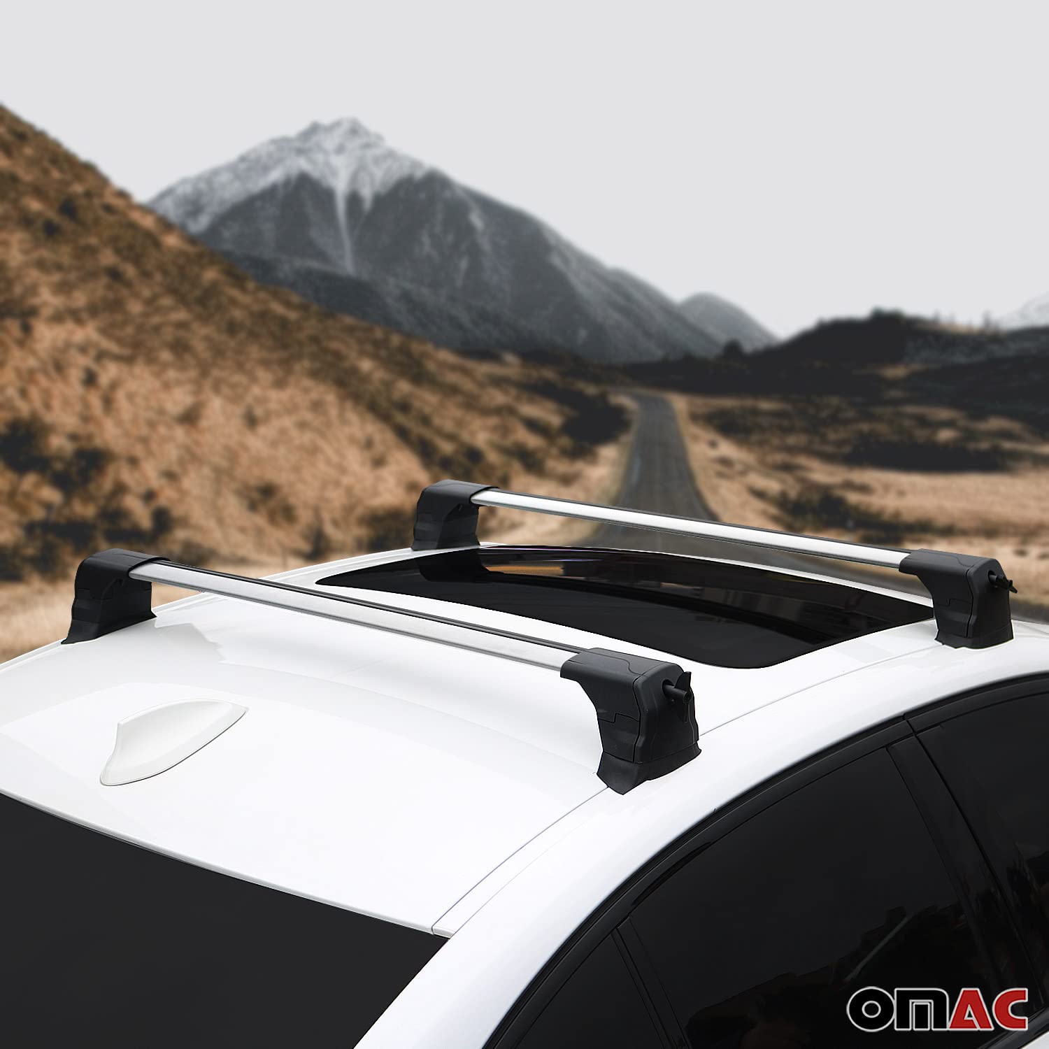 OMAC Aluminum Roof Rack Cross Bars for BMW 4 Series G22 Coupe (2021-2025) - Sleek Gray Design | Perfect for Road Trips, Ski Gear & Cargo Transport
