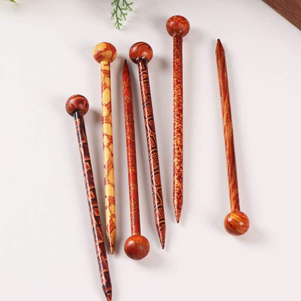6 Pack Wooden Hair Sticks for Women & Girls - Natural Bun Updo Hair Pins, Hair Accessories for Everyday Wear, Weddings & Special Occasions