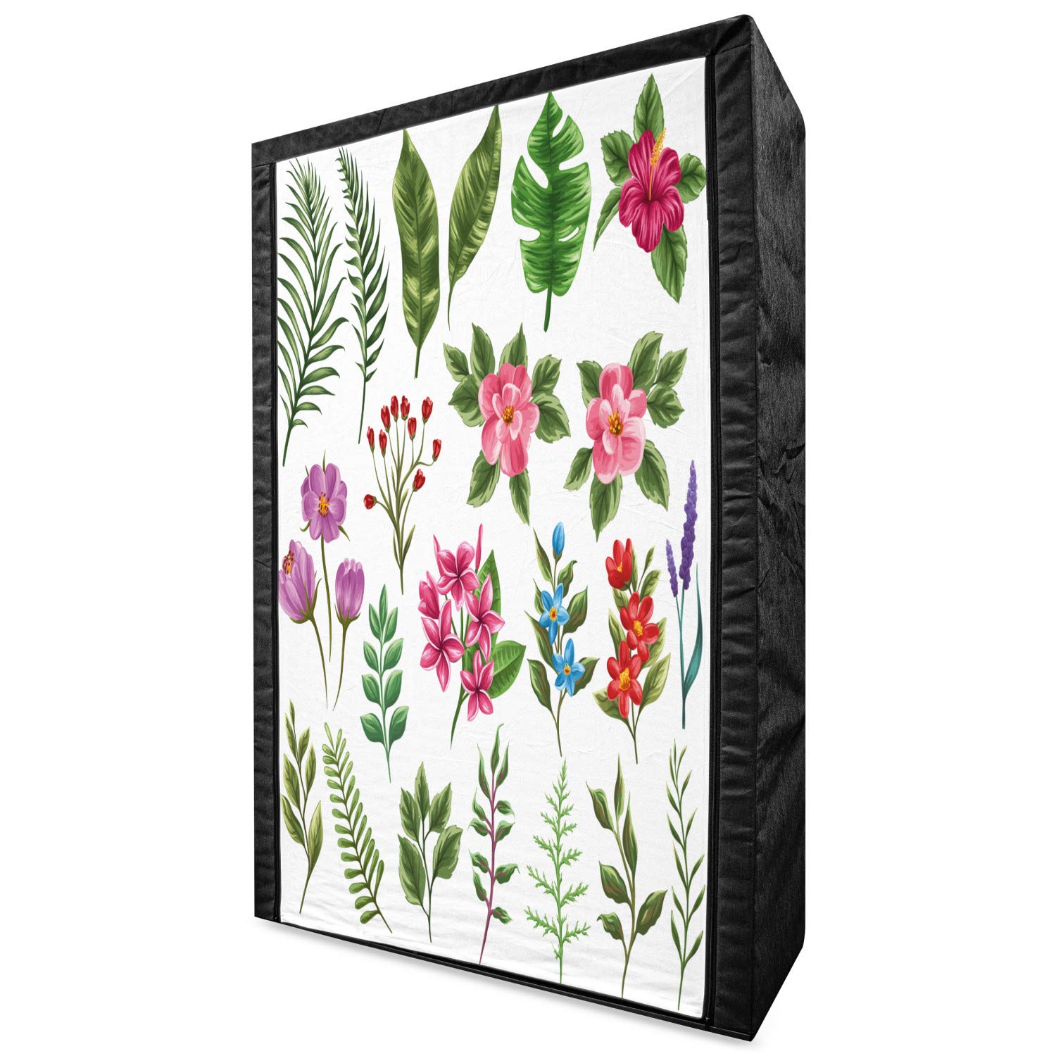 Ambesonne Portable Fabric Wardrobe with Exotic Flowers & Ferns Design - 42.5