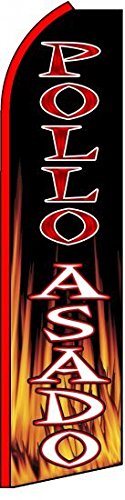 (5 Pack) Pollo ASADO 11.5' Swooper #4 Feather Flags - Outdoor Advertising Banners for Restaurants, Car Dealerships & Grand Openings