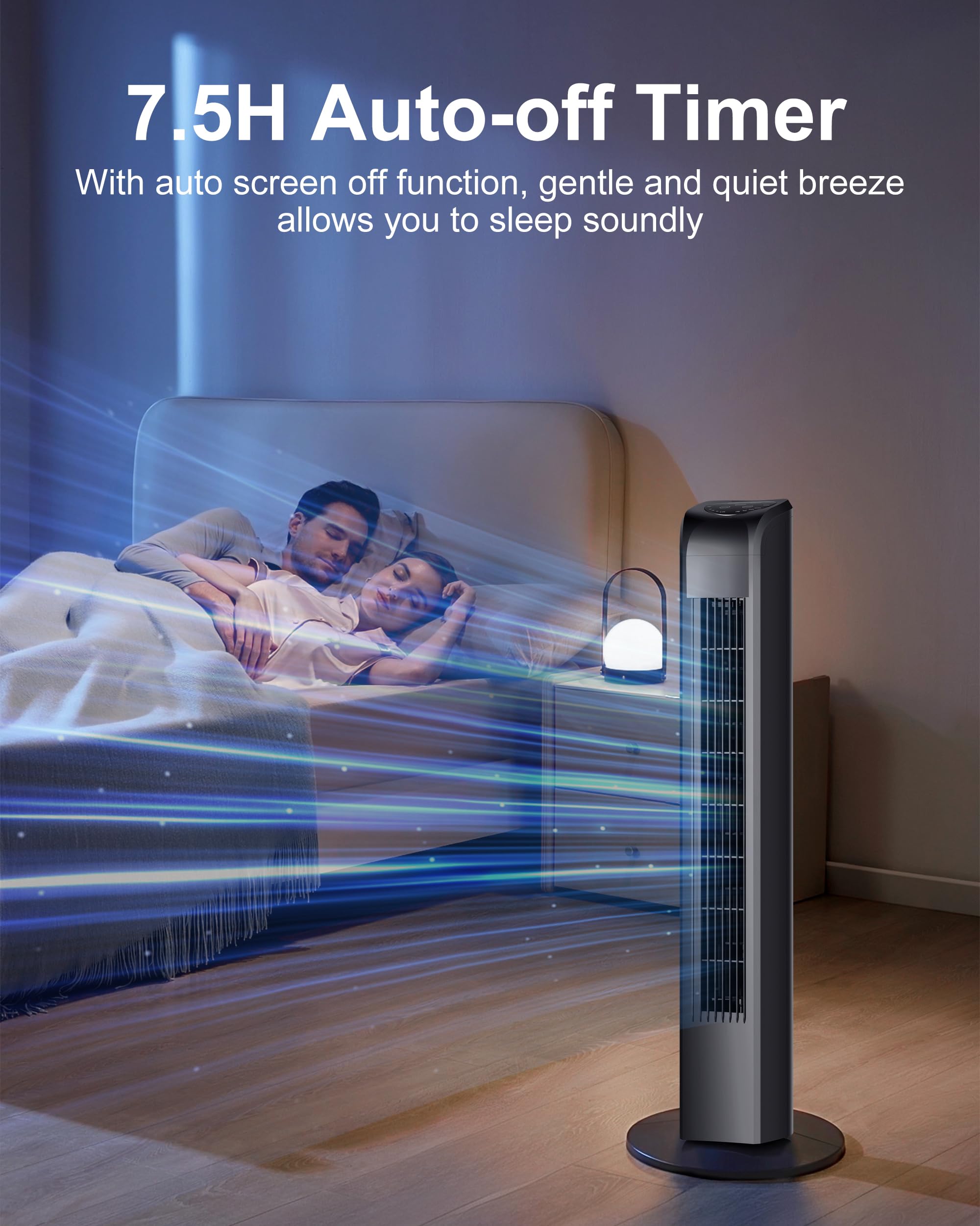 30-Inch Black Oscillating Tower Fan with Remote - Quiet Bladeless Standing Floor Fan for Bedroom, Office & Home Use | Portable Cooling Fan for Summer, Sleeping & Indoor Spaces