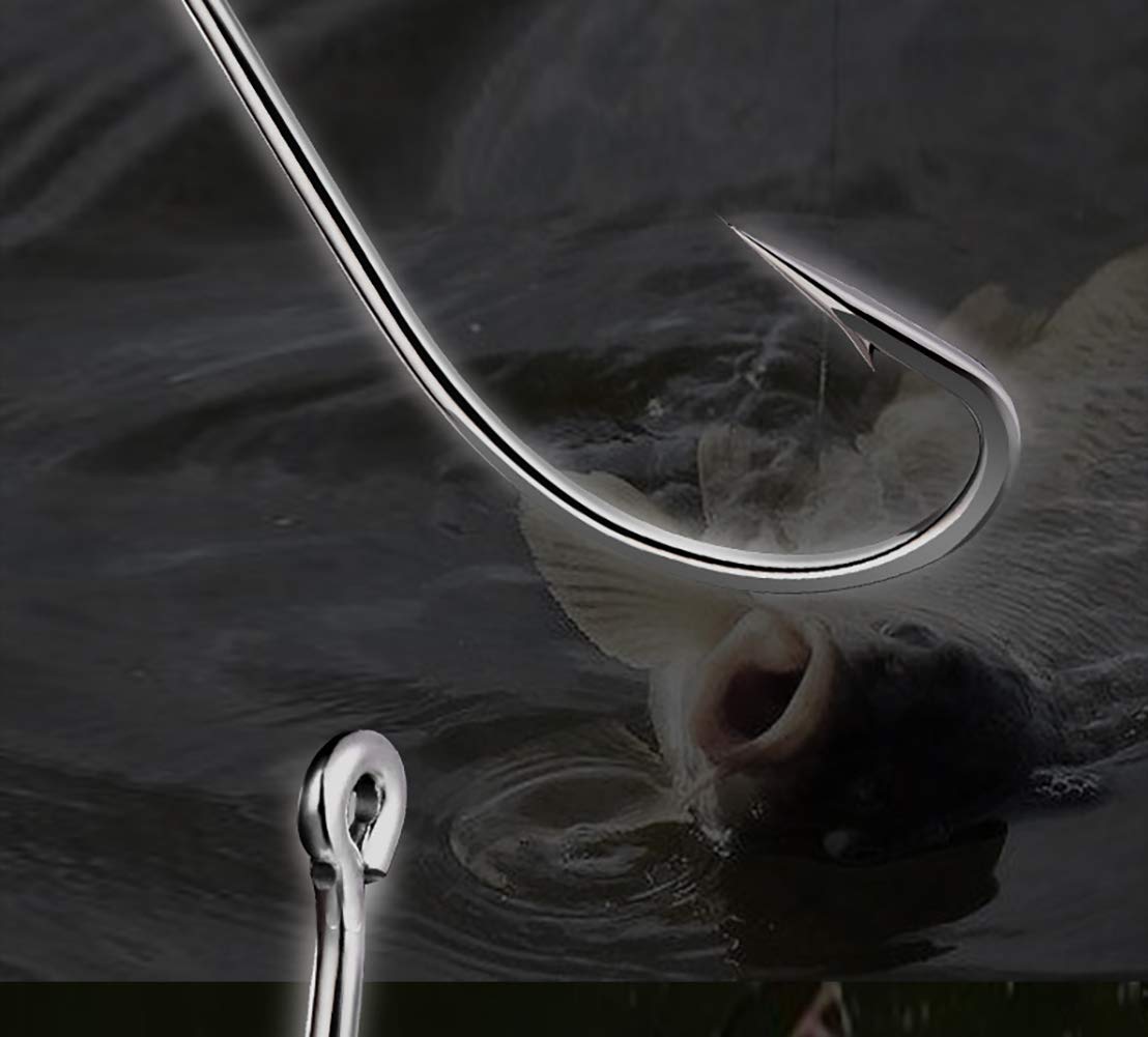 **150pcs Forged Long Shank Fishing Hooks - Stainless Steel Saltwater & Freshwater Circle Octopus Hooks for Bass, Trout, Catfish - Strong & Sharp Fishing Gear for Deep Sea & Shore Fishing**