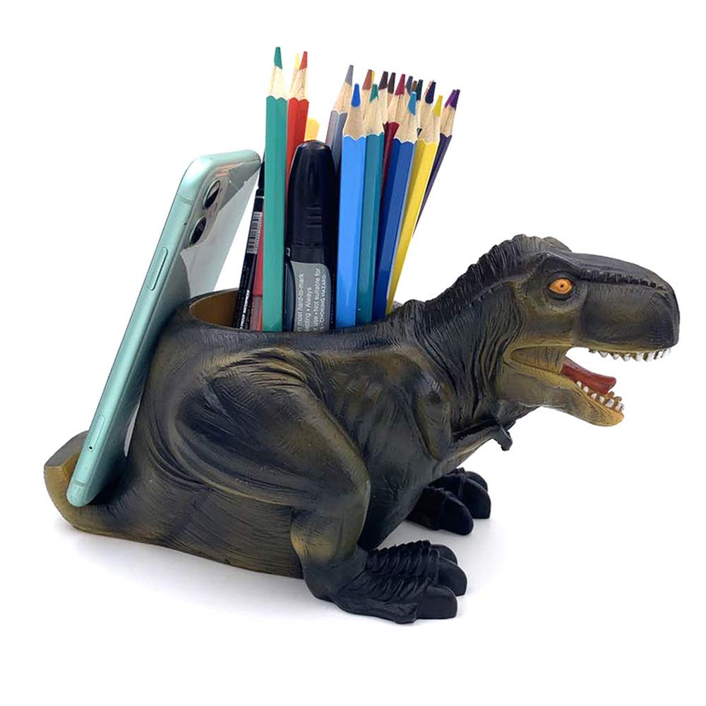 Large Capacity T-Rex Dinosaur Pen Holder with Phone Stand - Multifunctional Desk Organizer for Office, School & Home Decor | Pencil Cup, Makeup Brush Holder & Stationery Storage