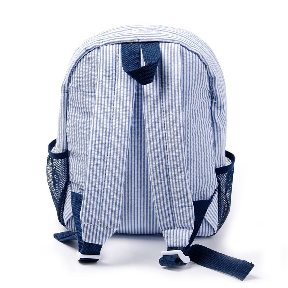 Seersucker Toddler Backpack - Cute Preppy Kids School Bookbag for Preschool & Kindergarten | Lightweight Durable Children's Bag for Daycare, Travel & Daily Use