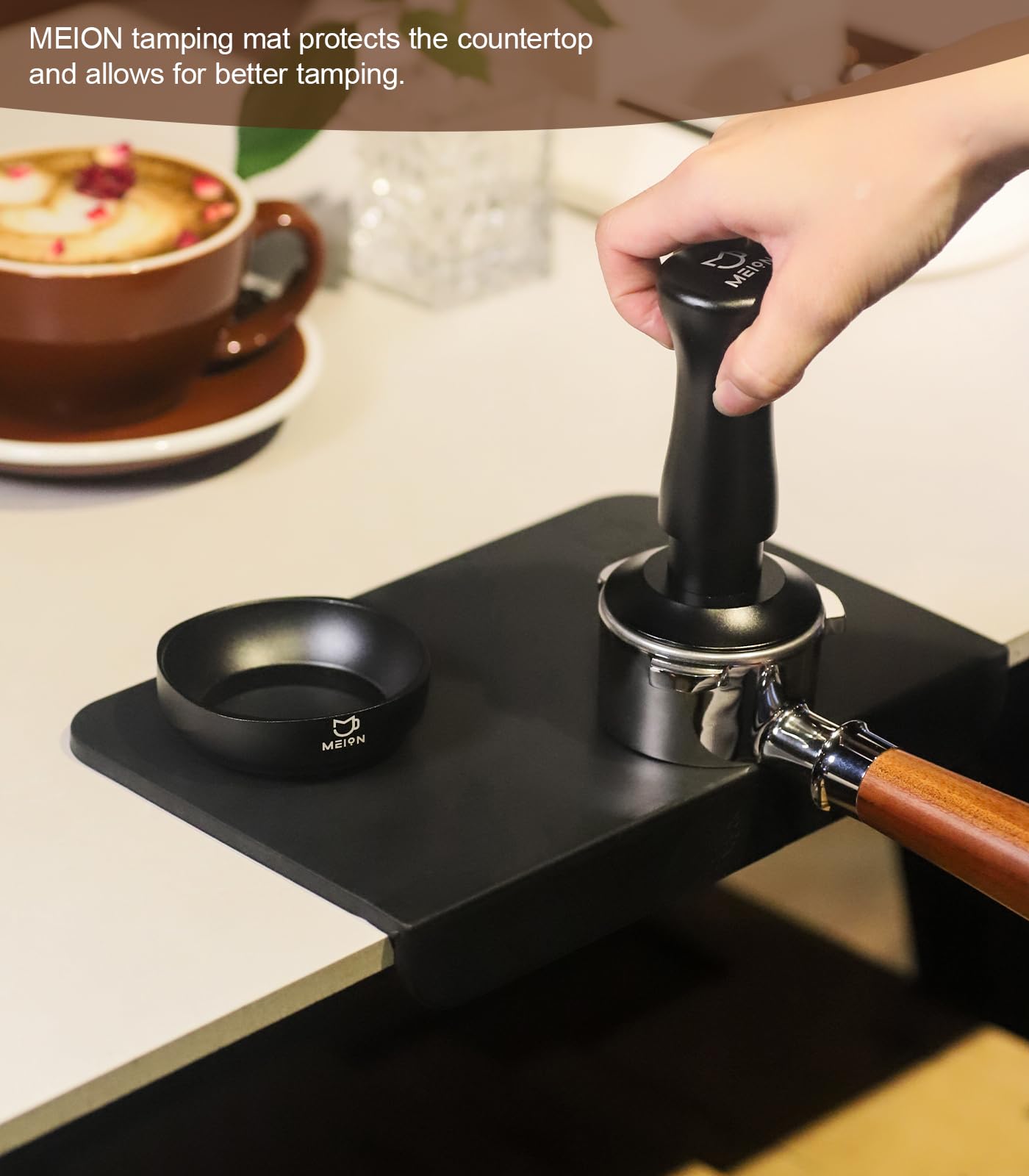 Premium MEION Espresso Tamping Mat - Food Grade Silicone Coffee Tamper Mat for Espresso Machines | Waterproof, Heat Resistant Espresso Accessory | Perfect for Home Baristas & Coffee Shops