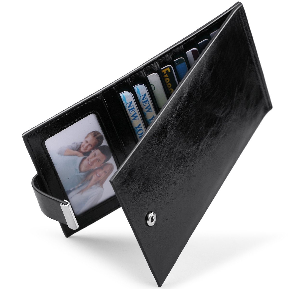 Genuine Leather RFID Blocking Women's Credit Card Holder with Long Zipper - Slim Wallet for Travel, Shopping & Everyday Use