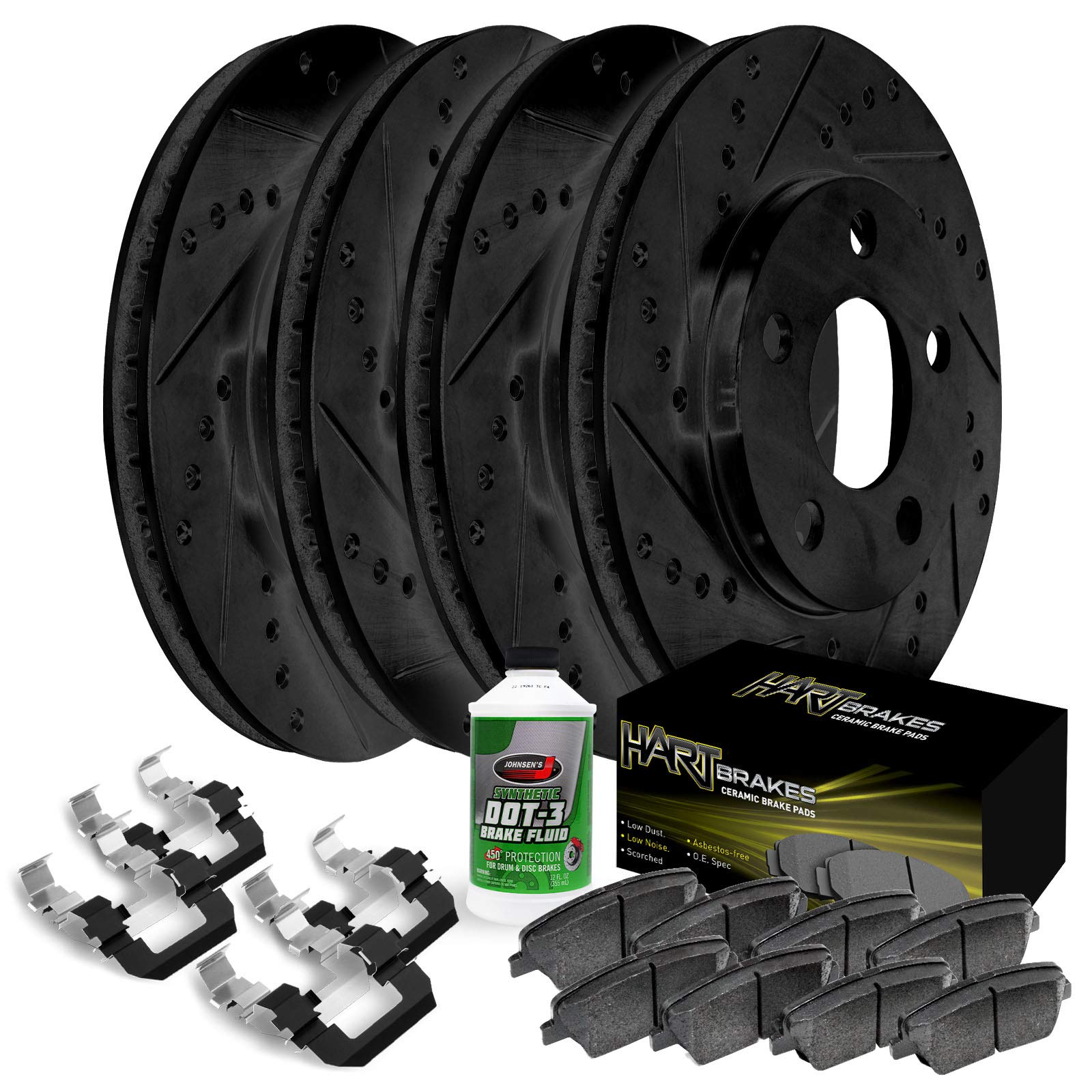 Premium Hart Front & Rear Brake Kit - Ceramic Brake Pads & Rotors Set BHCC.58003.02 | Smooth Stopping Power for Cars, Trucks & SUVs | Ideal for Daily Commuting & Highway Driving