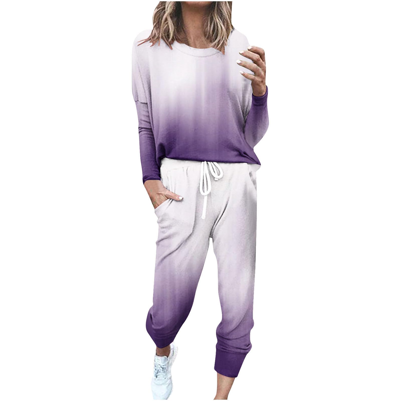 Black 2023 Women's Plus Size 2-Piece Lounge Set - Soft Loungewear Outfits for Fall & Winter | Cozy Pajama Pants & Top for Relaxing at Home, Travel & Sleepwear