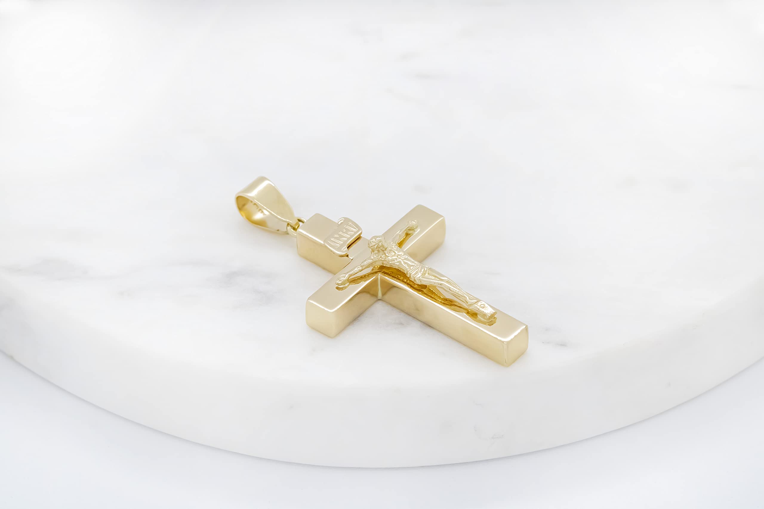 14K Yellow Gold Cross Pendant for Women & Men - Religious Jewelry Gift for Baptism, Confirmation, Christmas - Elegant Necklace for Everyday Wear