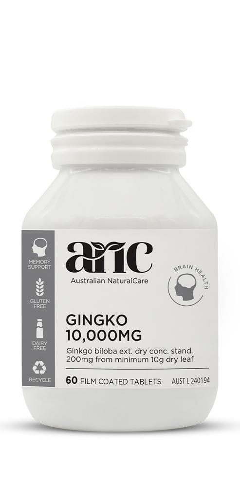 Premium Australian Natural Care Ginkgo Biloba 10000mg Extract - Supports Memory, Focus & Brain Health - Ideal for Students, Professionals & Seniors