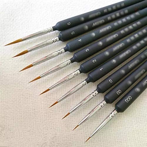 10 PCS Miniature Paint Brush Set - Professional Nylon Brushes for Acrylic Painting, Thin Hook Line Pen - Perfect for Detailed Artwork, Hand Painting, Miniature Models & DIY Crafts