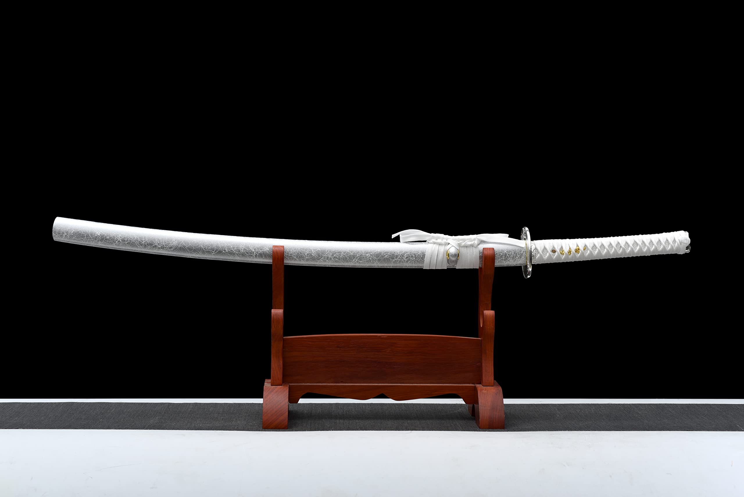 Authentic Full Tang Katana Sword - Hand Forged Manganese Steel Samurai Sword with Purple Scabbard | Japanese Martial Arts, Cosplay, and Collectible Display