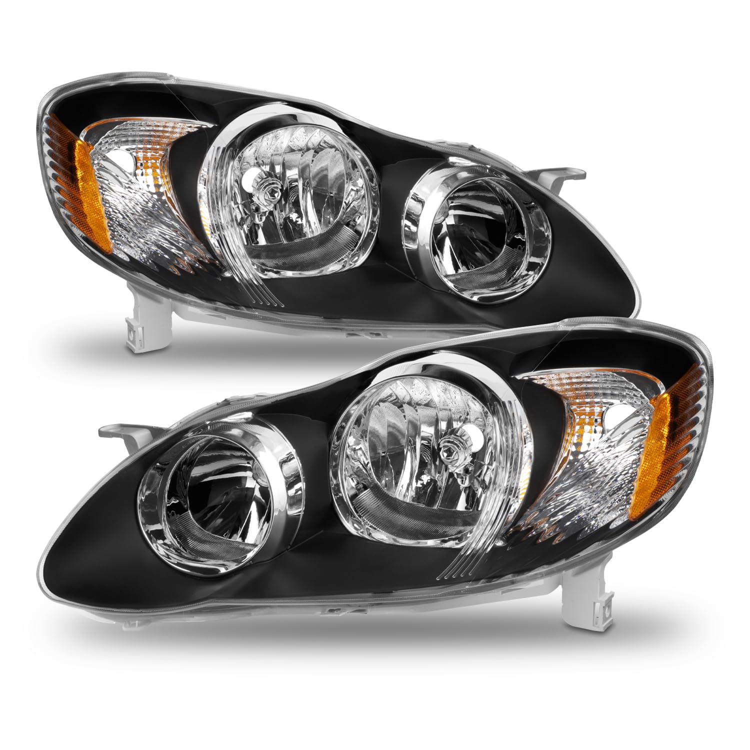 AKKON - OEM Replacement Black Headlights for Toyota Corolla - Driver & Passenger Side Headlamps - Perfect for Night Driving & Foggy Conditions