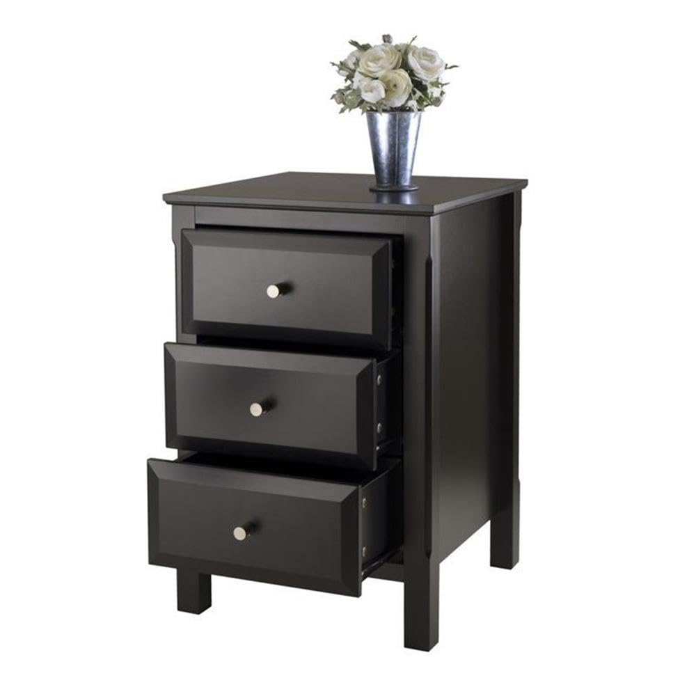 Black Composite Wood 3-Drawer Accent Table Set of 2 by Home Square - Perfect for Living Room, Bedroom, or Office Storage & Decor