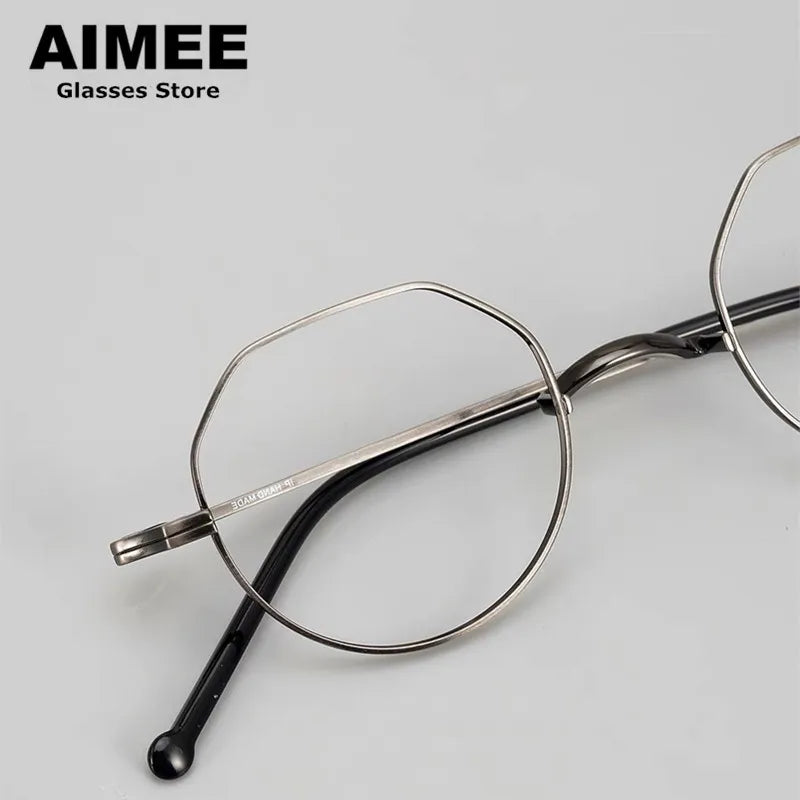 Stylish Aimee Unisex Full Rim Flat Top Round Titanium Eyeglasses Frame 88042 - Lightweight & Durable for Work, Reading & Everyday Wear