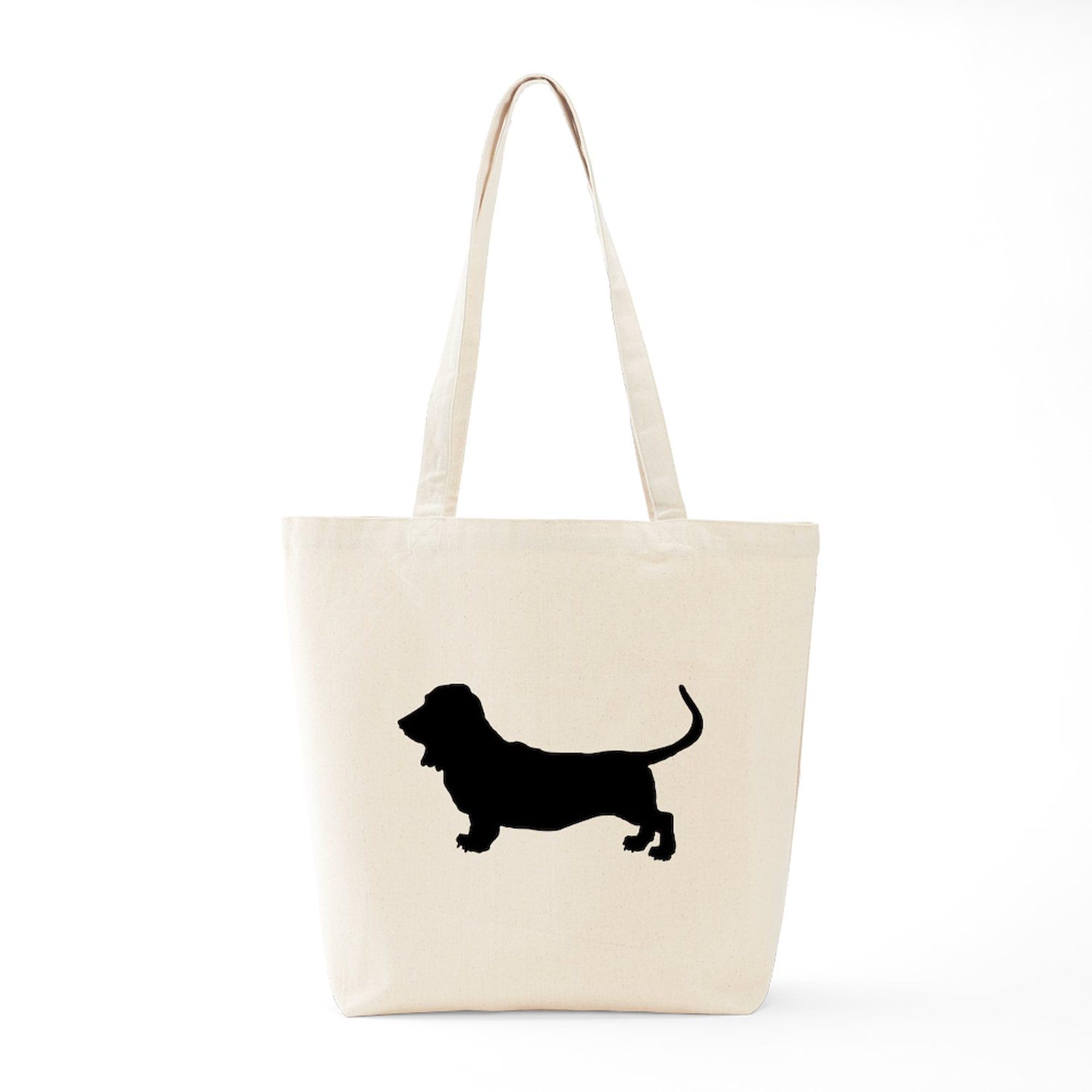 Basset Hound Silhouette Canvas Tote Bag - Eco-Friendly Reusable Shopping Bag for Groceries, Beach & Daily Use | Durable Natural Cotton Carryall