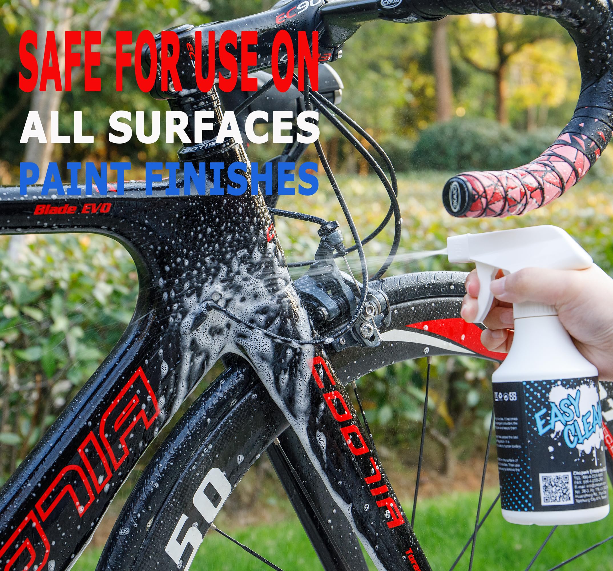 Nano Bike Cleaner with Easy Spray Applicator - Fast Acting Bike Wash for Oil, Grease & Dirt Removal - All Surface Safe (300ml) - Perfect for Mountain Bikes, Road Bikes & Motorcycles