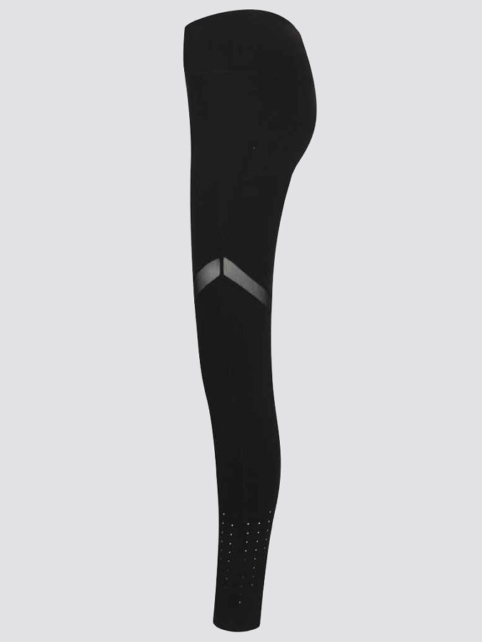 Tombo Women's Black Mesh Panel Leggings - High Waisted Yoga Pants for Workout, Running & Gym - Comfortable Stretchy Fitness Tights for Women