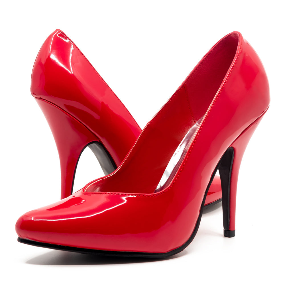 Ellie Shoes Women's 5 Inch High Heel Patent Leather Pumps - Red | Elegant Dress Shoes for Office, Party & Evening Wear