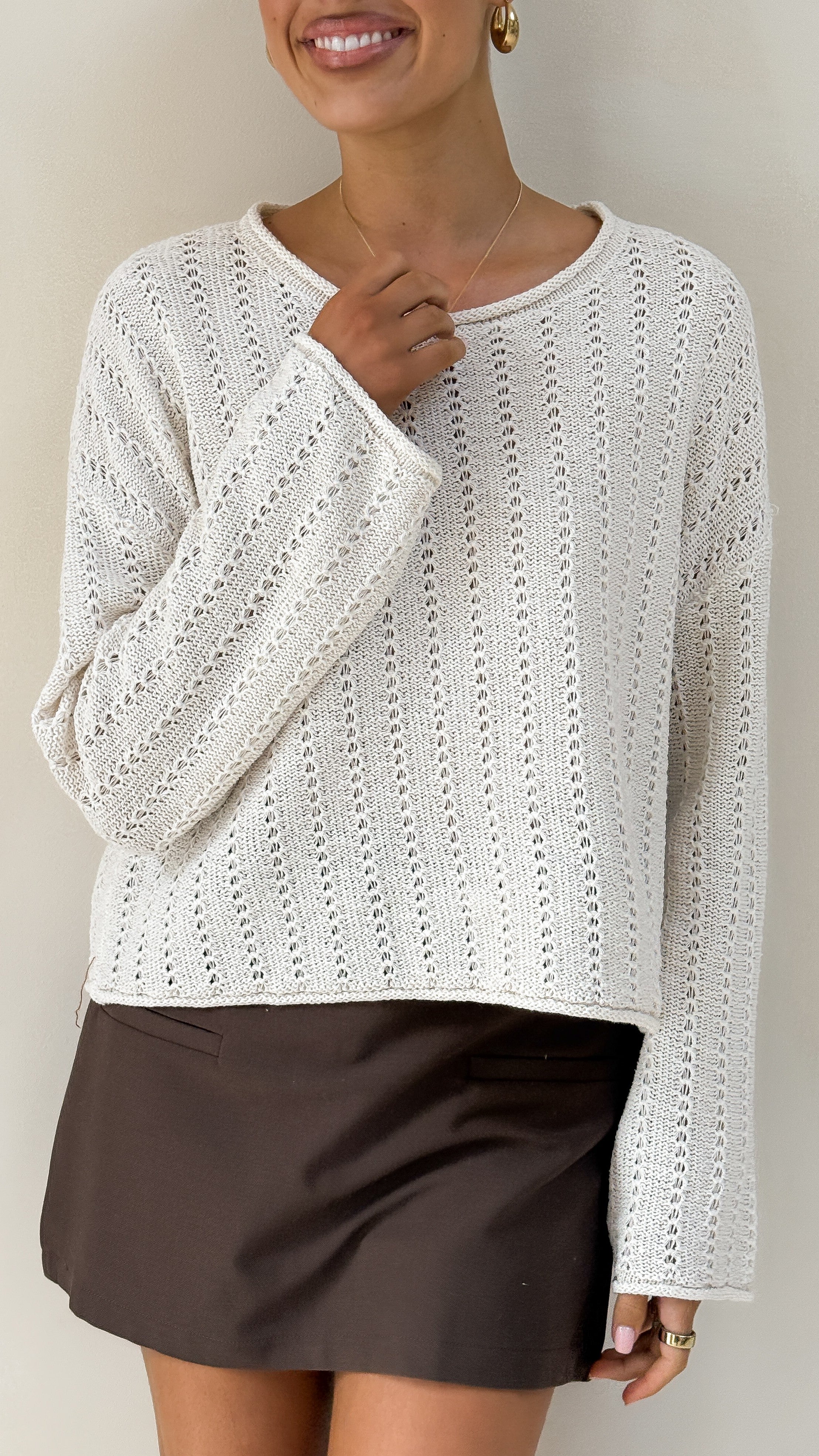 Lydia Jumper Ivory - Women's Elegant Knit Sweater for Fall & Winter | Cozy Casual Wear for Office, Dates & Outings