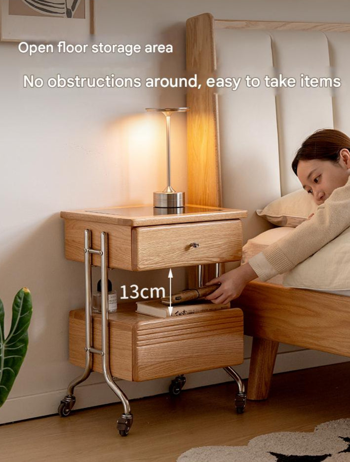 Solid Oak Wood Modern Nightstand with Removable Shelf - Perfect for Bedroom, Living Room, and Home Office Storage