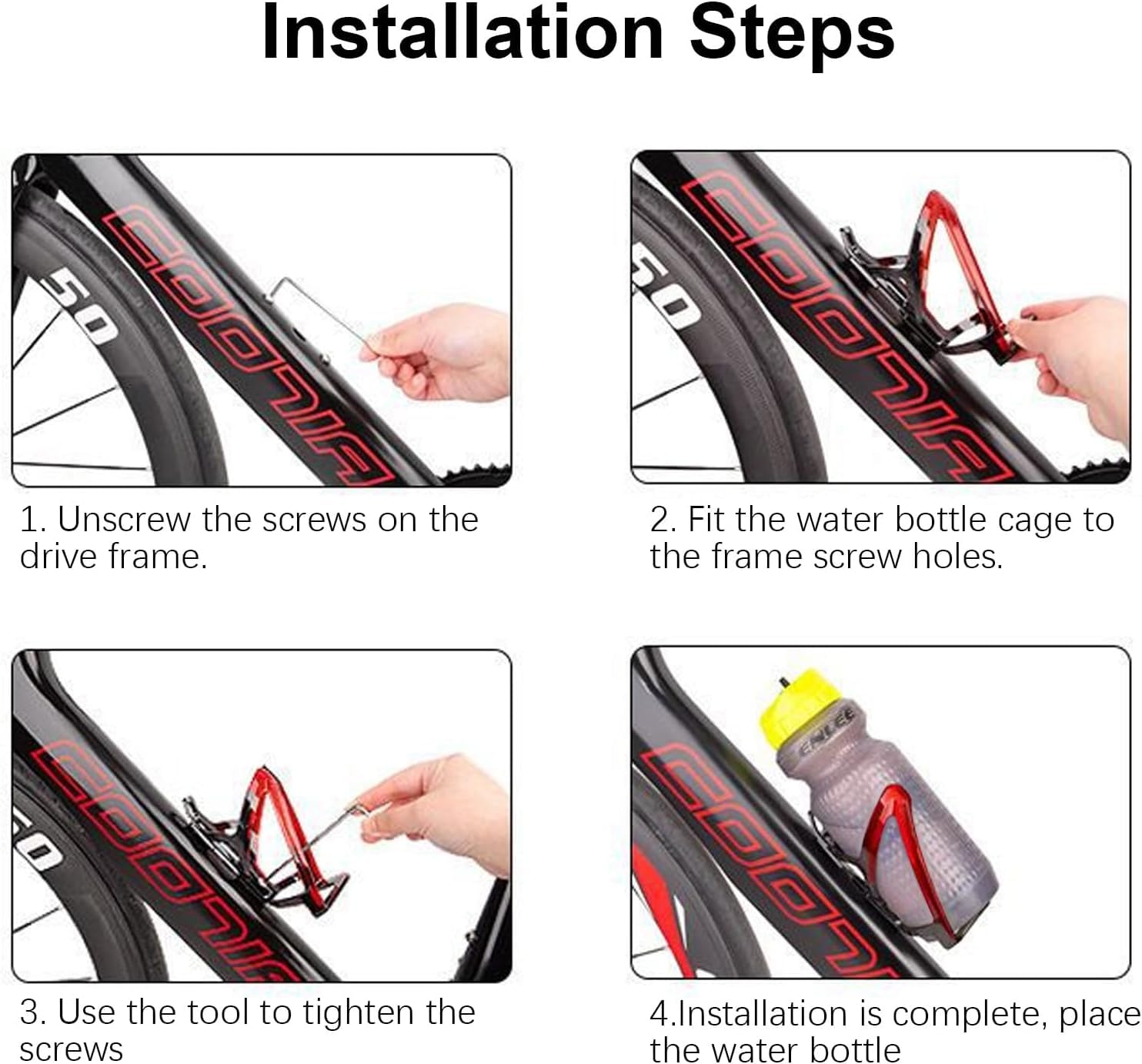2-Pack Durable Plastic Bicycle Water Bottle Holder - Lightweight Bike Bottle Cage with Screws for Road & Mountain Bikes | Perfect for Cycling, Commuting & Outdoor Sports (Red)