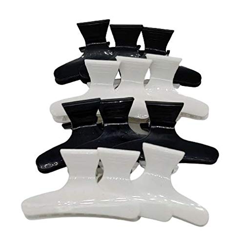 Kira Professional Hair Clips for Women - 12 Pack Black & White Hairdressing Clips - Perfect for Styling, Salon Use, and Everyday Hair Accessories