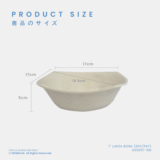 Premium 7-Piece Laksa Bowl Set (6PC/PKT) - AS5007 6M - Authentic Asian Noodle Soup Bowls for Ramen, Pho, and Hot Pot Dining at Home