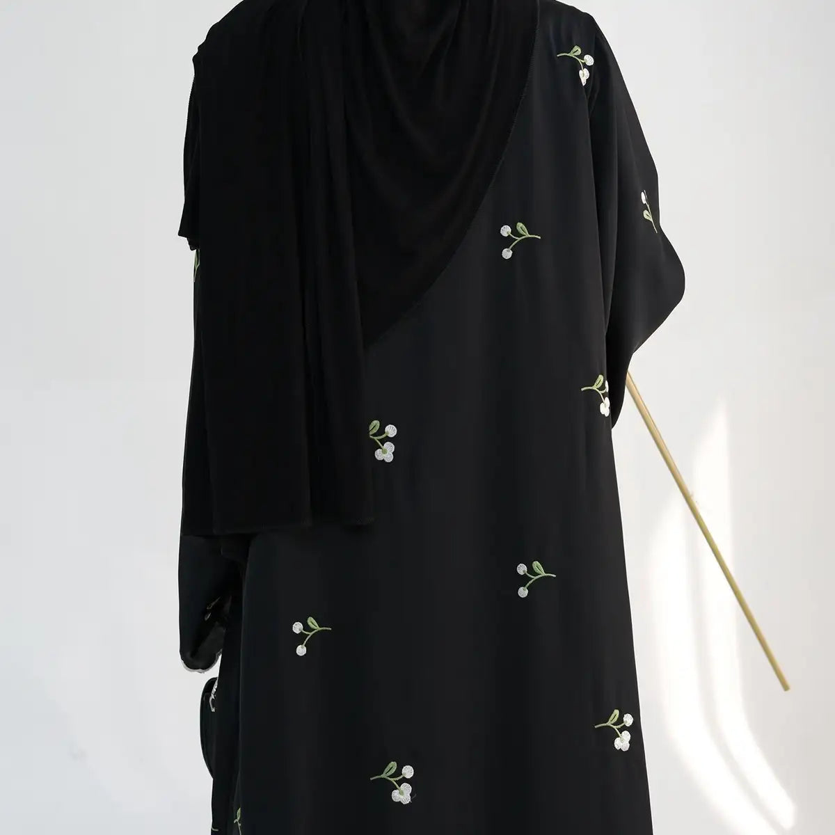 Elegant Floral Embroidered Open Front Abaya Dress for Women - Boho Chic Cardigan Cover Up - Perfect for Prayer, Mosque, and Special Occasions