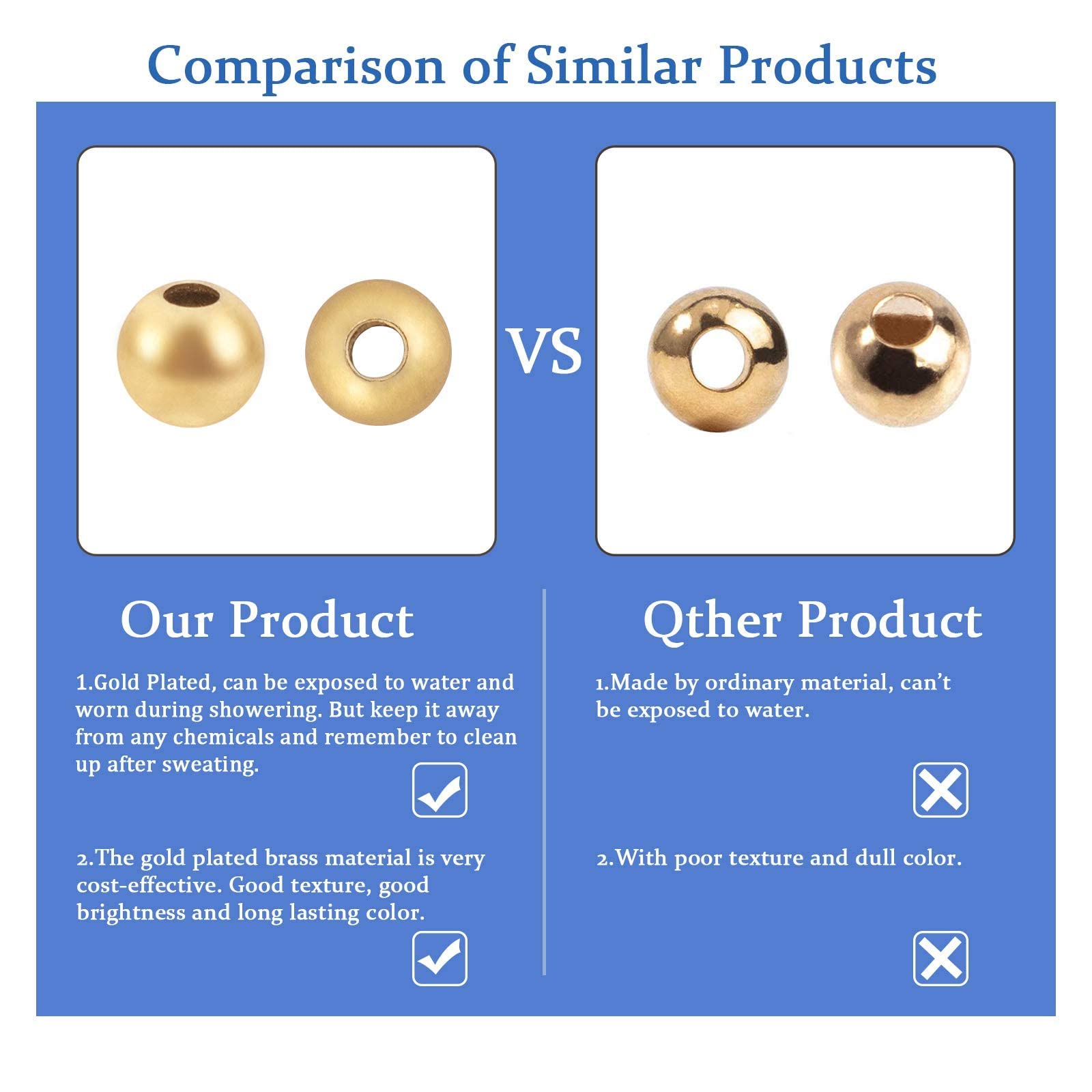 1000 Pcs 18K Gold Plated Solid Brass Beads - 4mm Smooth Metal Spacer Beads for Jewelry Making, DIY Crafts & Bracelet Design | Tarnish-Free, 1.2mm Hole | Perfect for Necklaces, Earrings & Handmade Gifts