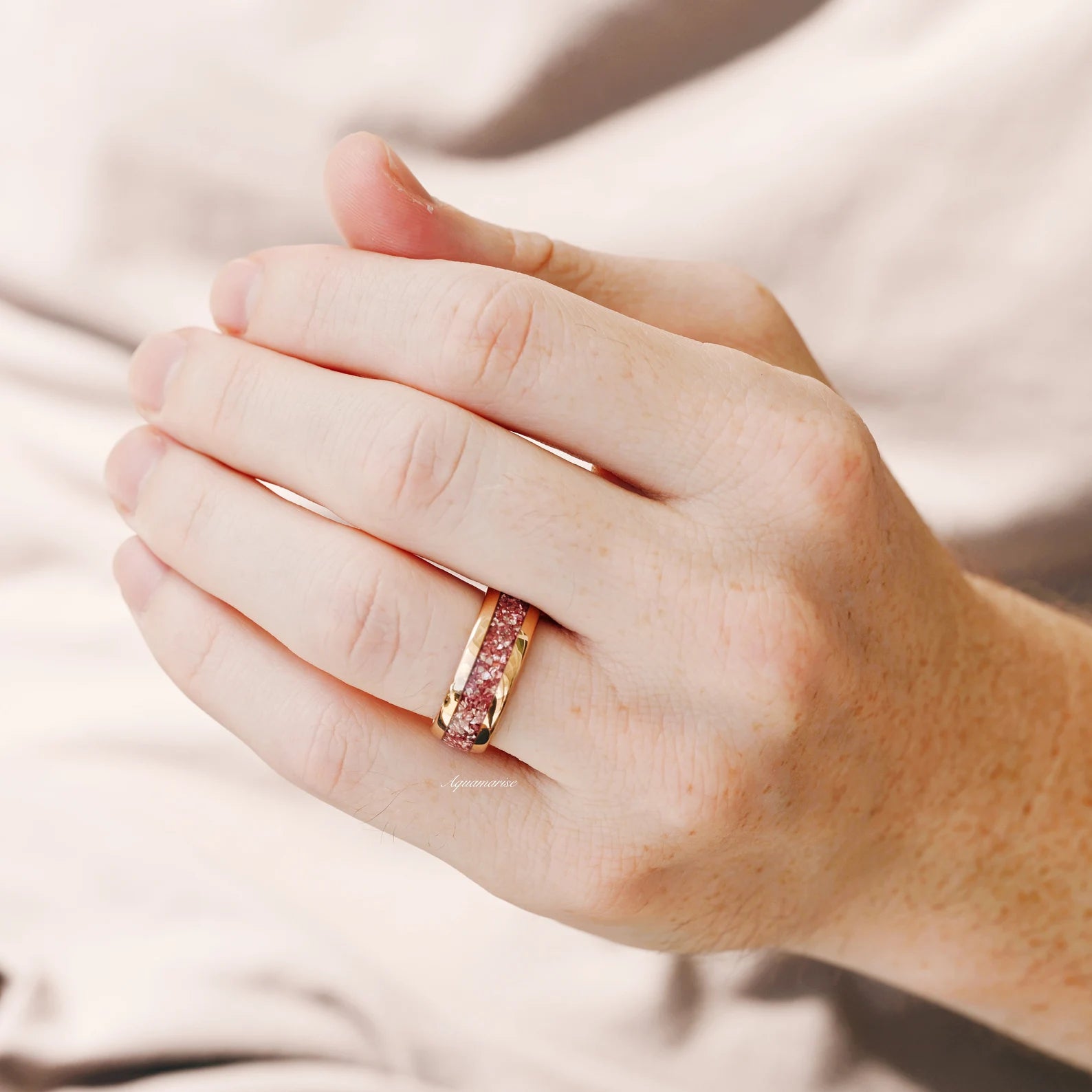 Celtic Hexagon Morganite Couples Ring - Elegant Wedding Band for Her & Him, Promise & Anniversary Jewelry Gift - Perfect for Engagements, Valentine's Day & Romantic Occasions