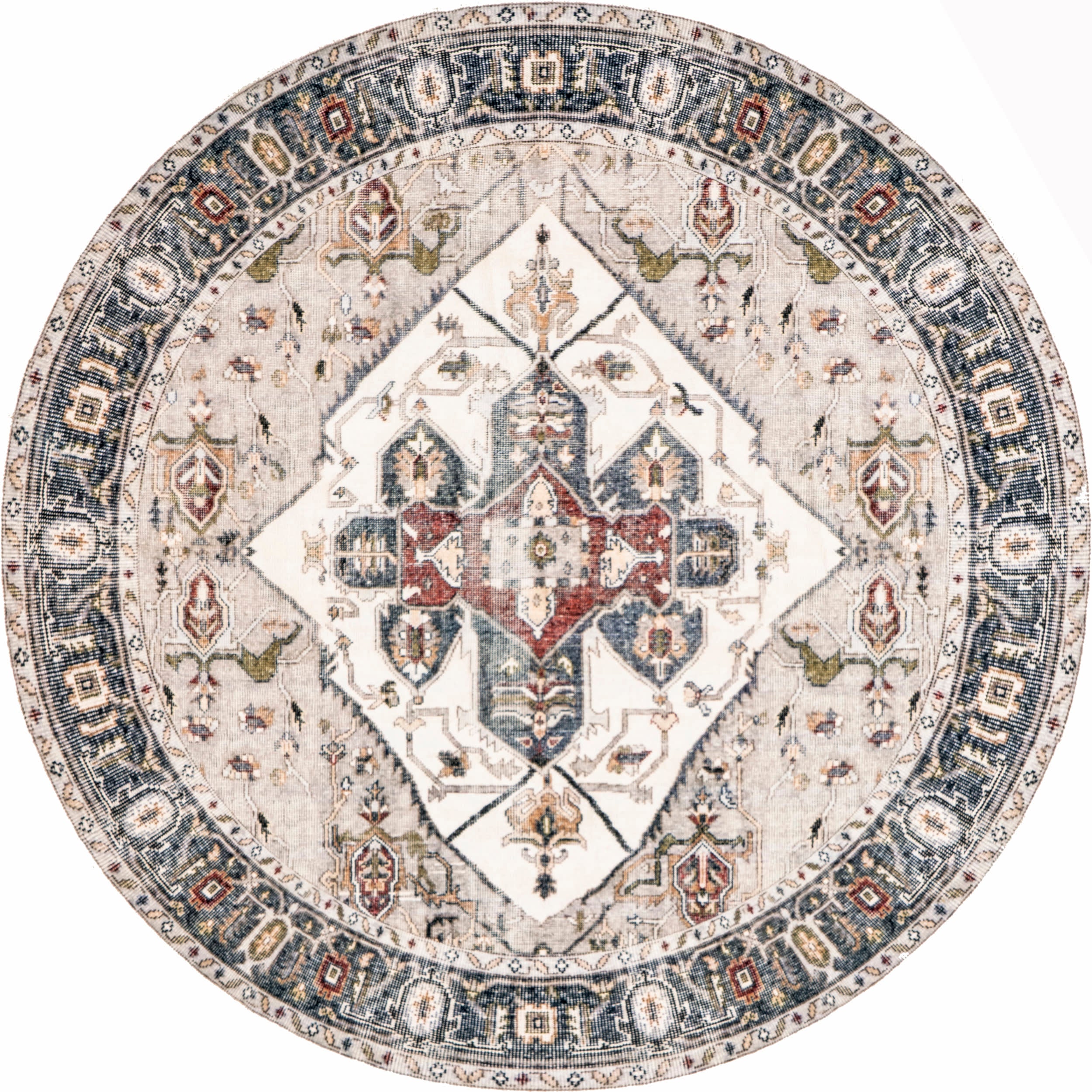 Crystalline Medallion Washable Rug - Soft & Durable Beige Area Rug for Living Room, Bedroom, or Office | Machine Washable & Stain Resistant