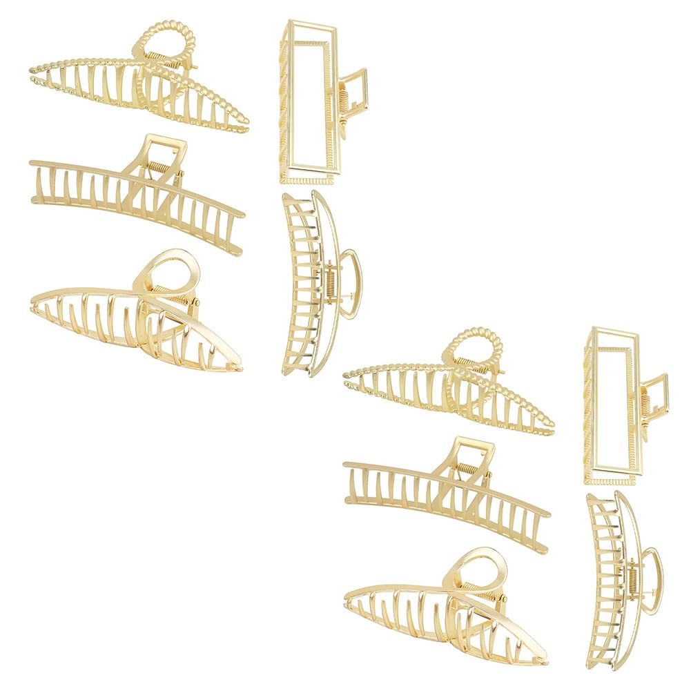 Magik 5-10 Pack Jumbo Metal Hair Claw Clips for Thick Hair - Strong Hold Non-Slip Hair Clips (10 Pack, Gold) | Perfect for Women's Updos, Ponytails & Everyday Hairstyles