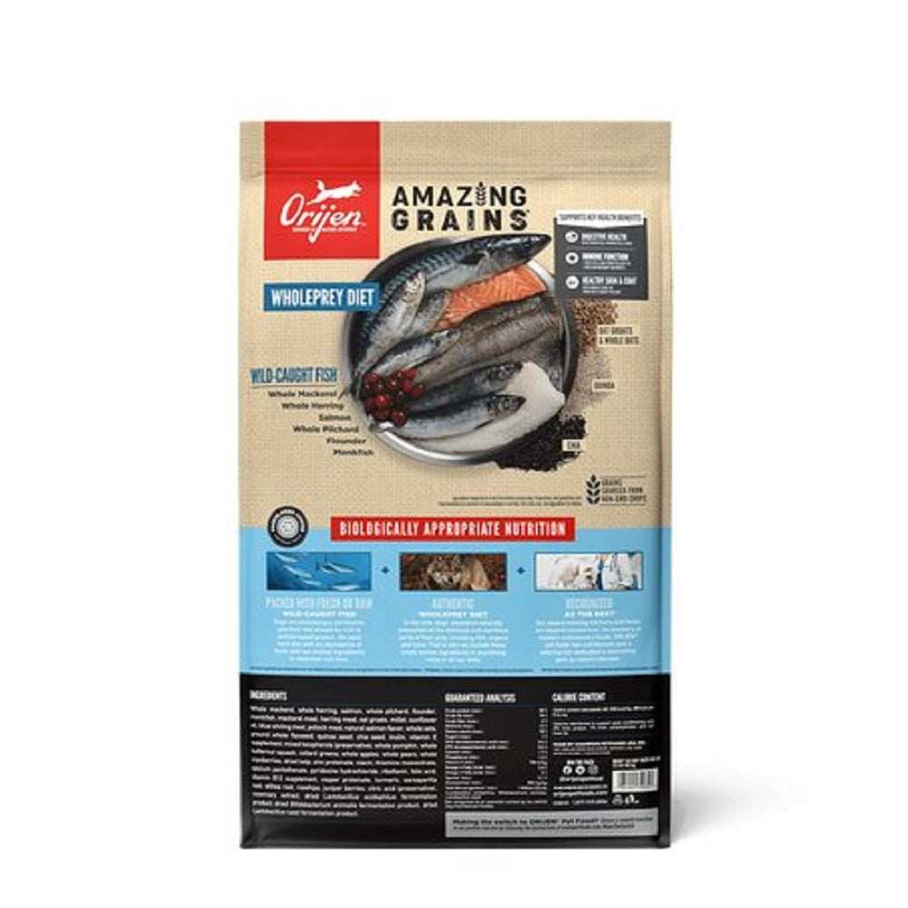 Amazing Grains 6 Fish Formula Adult Dog Dry Food - High Protein Grain-Free Kibble for Large & Small Breeds - Made in USA - Perfect for Active Dogs & Sensitive Stomachs