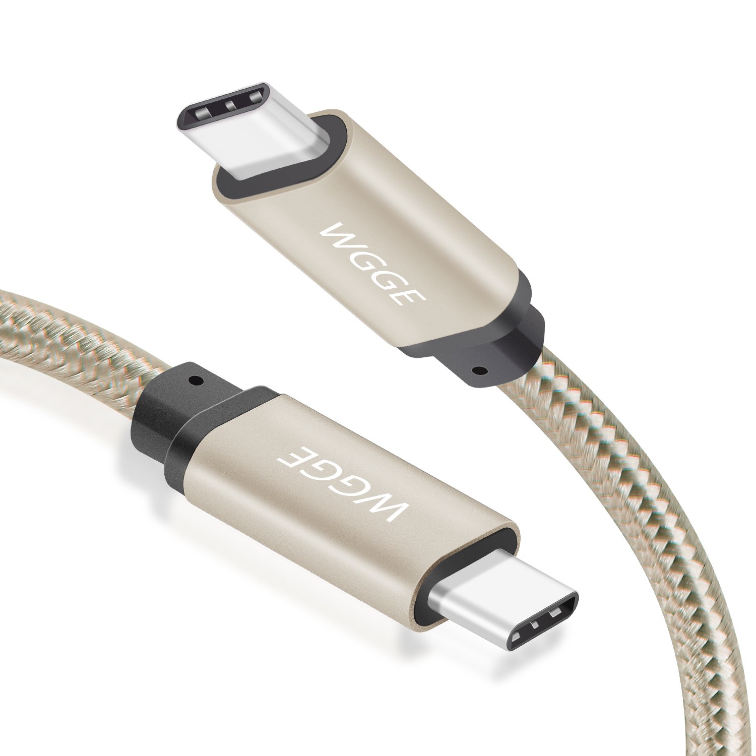 WGGE USB C to USB C Cable 3.1 Gen 2 Fast Charging Cord (6.6ft) - Nylon Braided Type C Charger for MacBook Pro, Nintendo Switch, Google Pixel, HTC 10, LG G5 - Perfect for Travel, Office & Home Charging