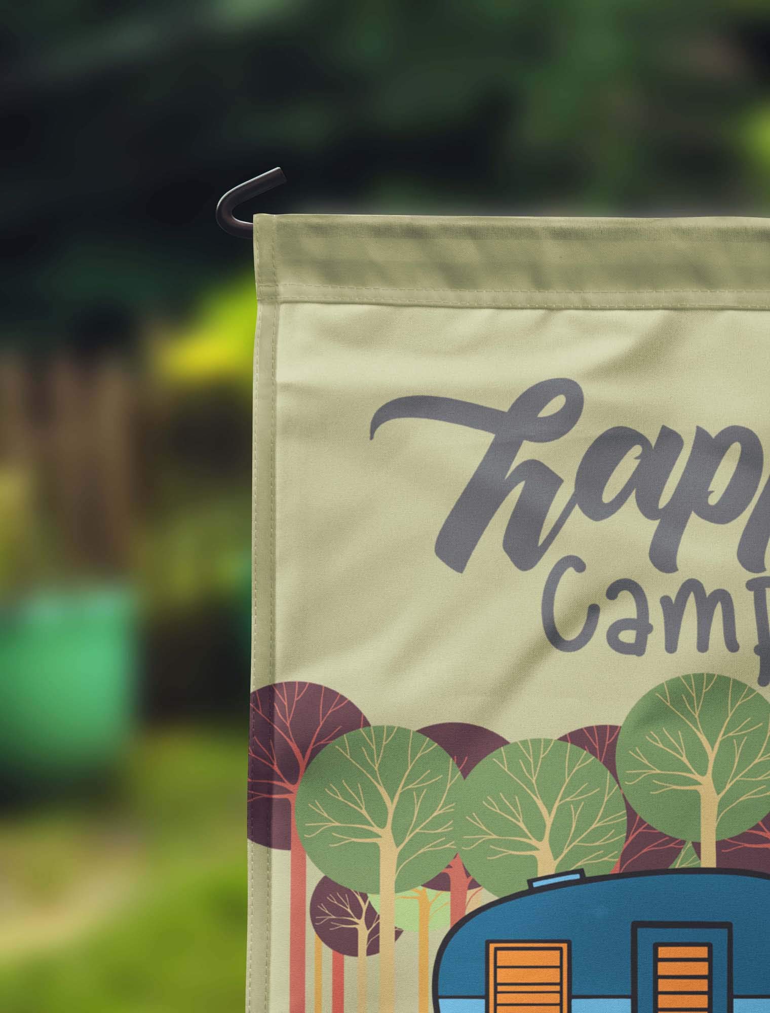 Personalized Double Sided Happy Campers Retro Camp Trailer Flag - Custom Outdoor Camping Decor for RV, Campsite & Tailgating Parties - Perfect for Campgrounds, Road Trips & Outdoor Adventures