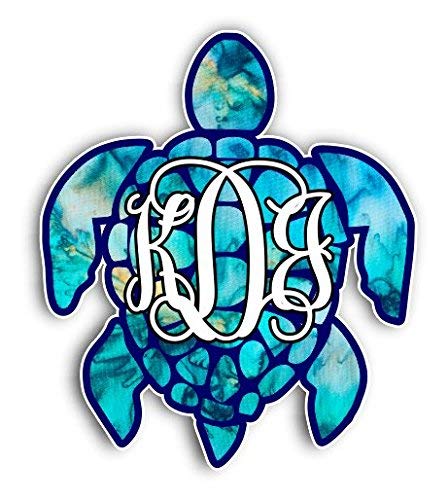 Custom Sea Turtle Monogram Initial Vinyl Decals - Waterproof 5