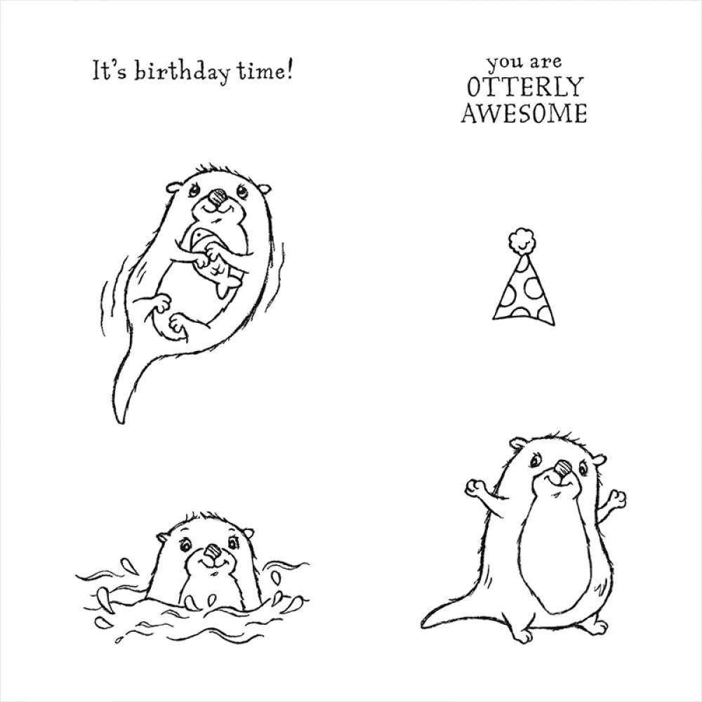 Otters Metal Cutting Dies & Transparent Silicone Stamps Set for DIY Card Making, Scrapbooking, Paper Crafts - Perfect for Animal-Themed Greeting Cards, Journals, and Home Decor Projects